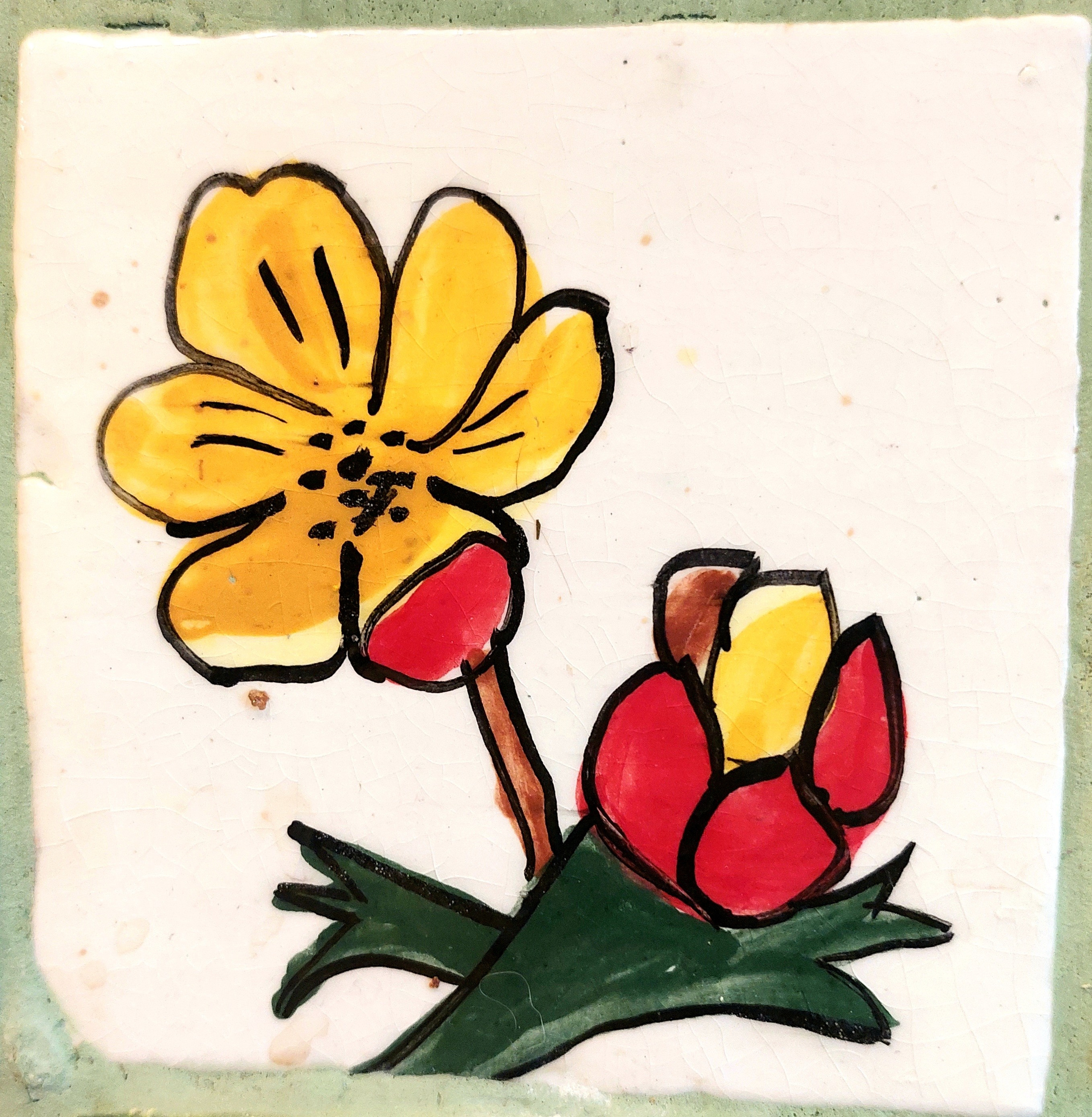 Много плиток-цветочков. Керамика с историей. Елена Рогалёва