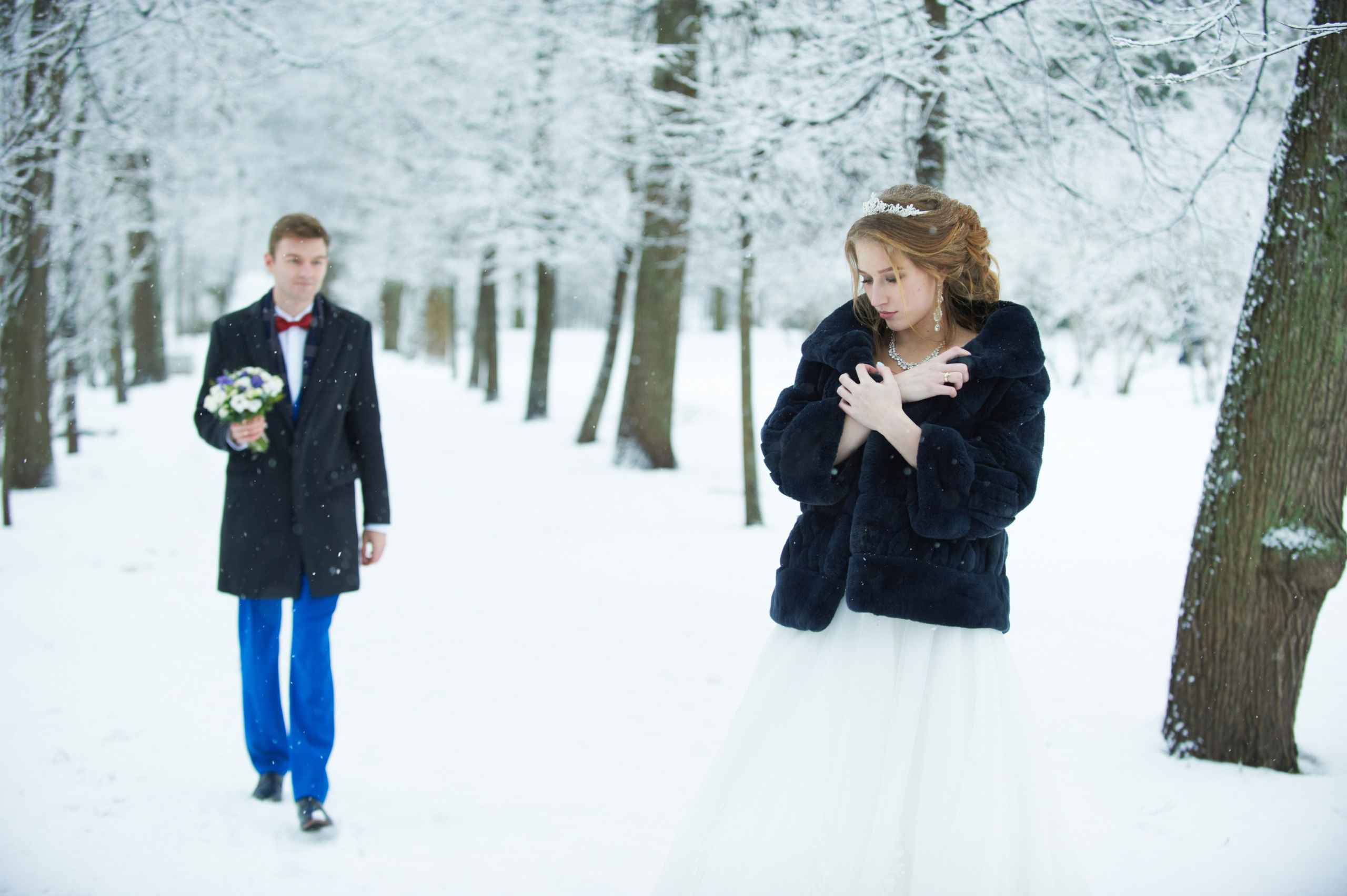 Надежда и Владислав (зимняя свадебная фотосессия в Пушкине в Екатерининском парке). Портретный, семейный и свадебный фотограф в Санкт-Петербурге и в Пушкине Ширяев Денис