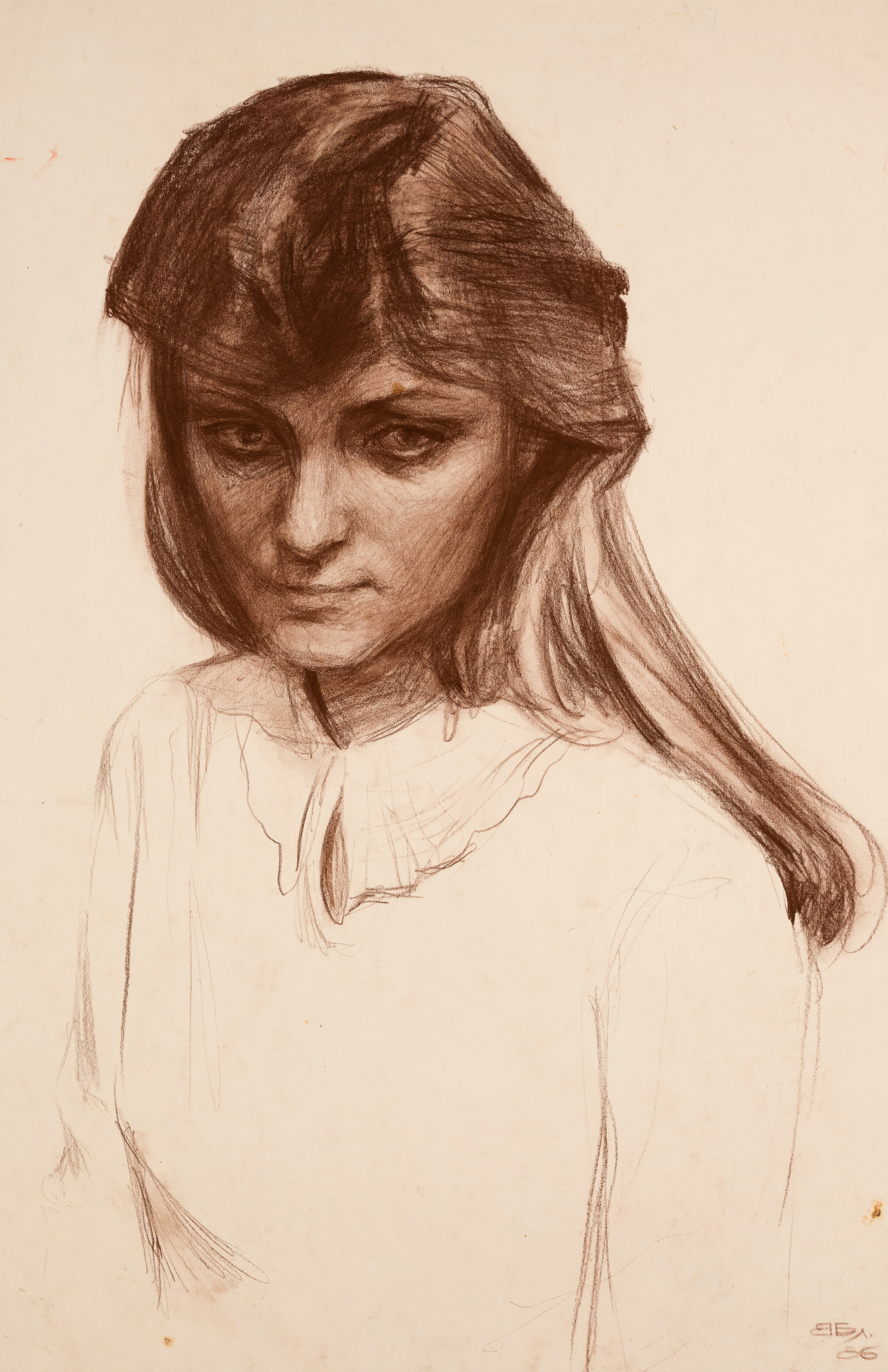 «Портрет Неизвестной 3» - художник Валерий Блохин (бумага, сепия, 68x44 см, 1986)