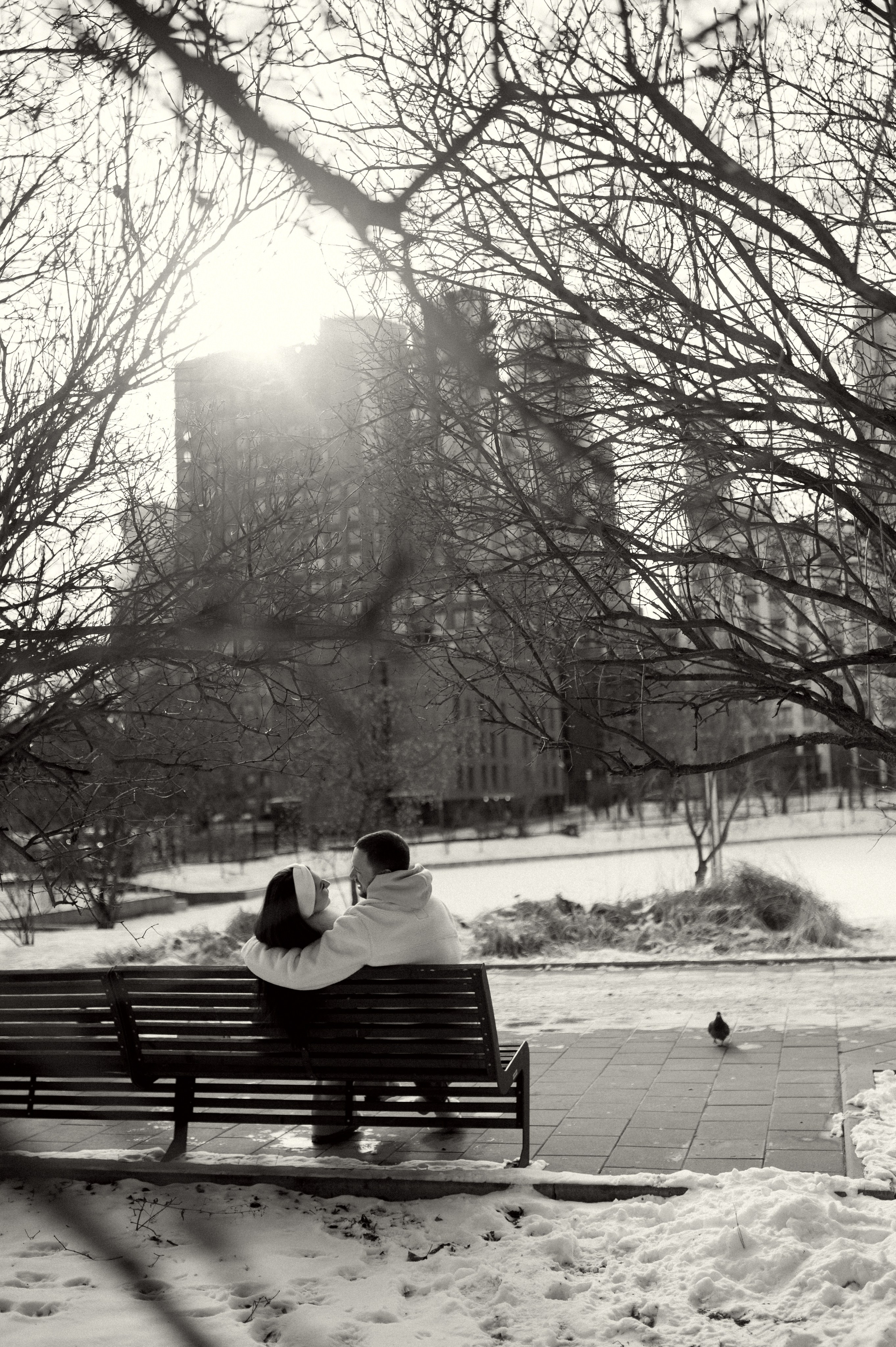 Лавстори стрит фотосессия в зимней Москве. Семейная фотосессия Бутово Москва фотограф Алина Морщагина