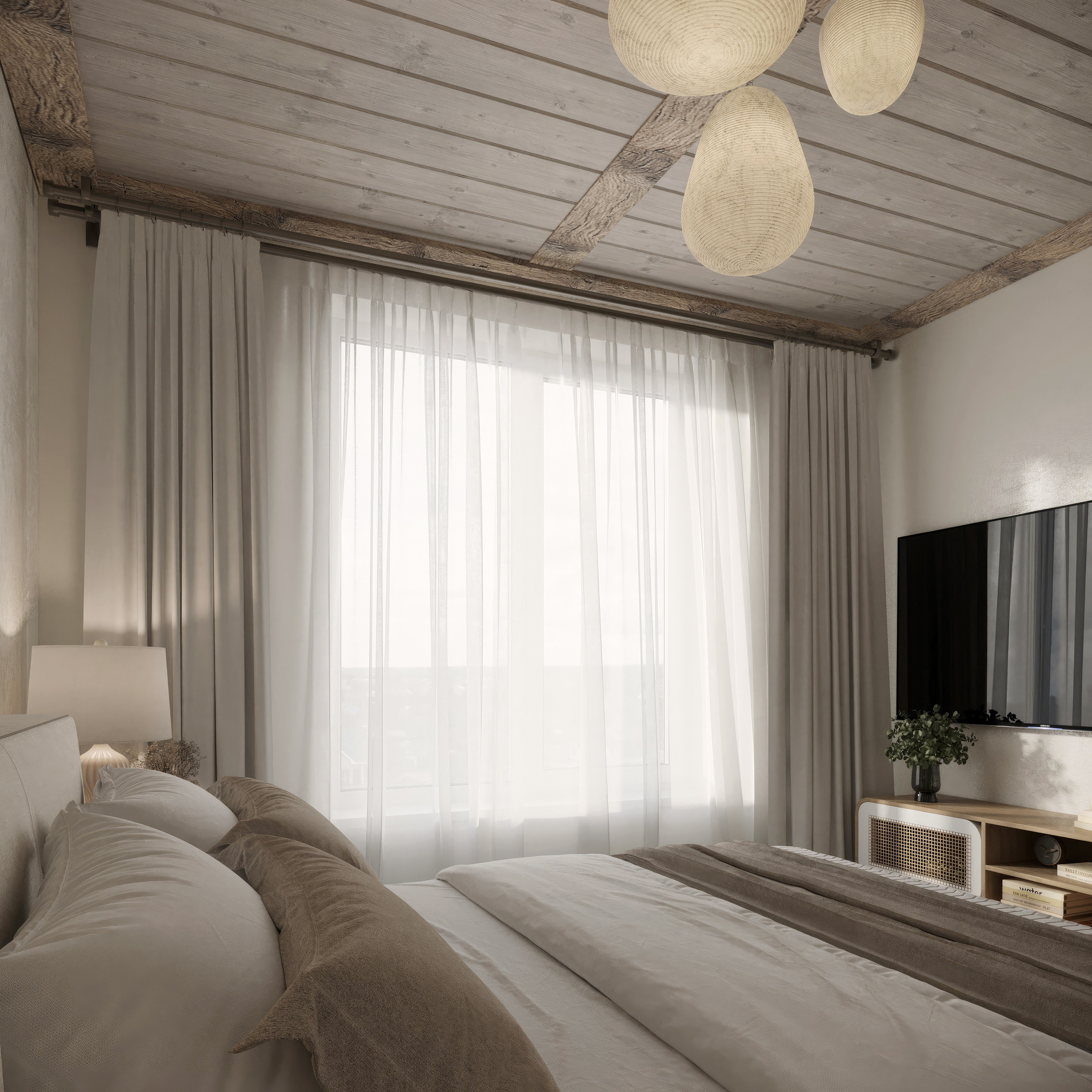 Countryside Cottage — Interior Design with Natural Materials. 3D INTERIOR AND ARCHITECTURE VISUALIZATION