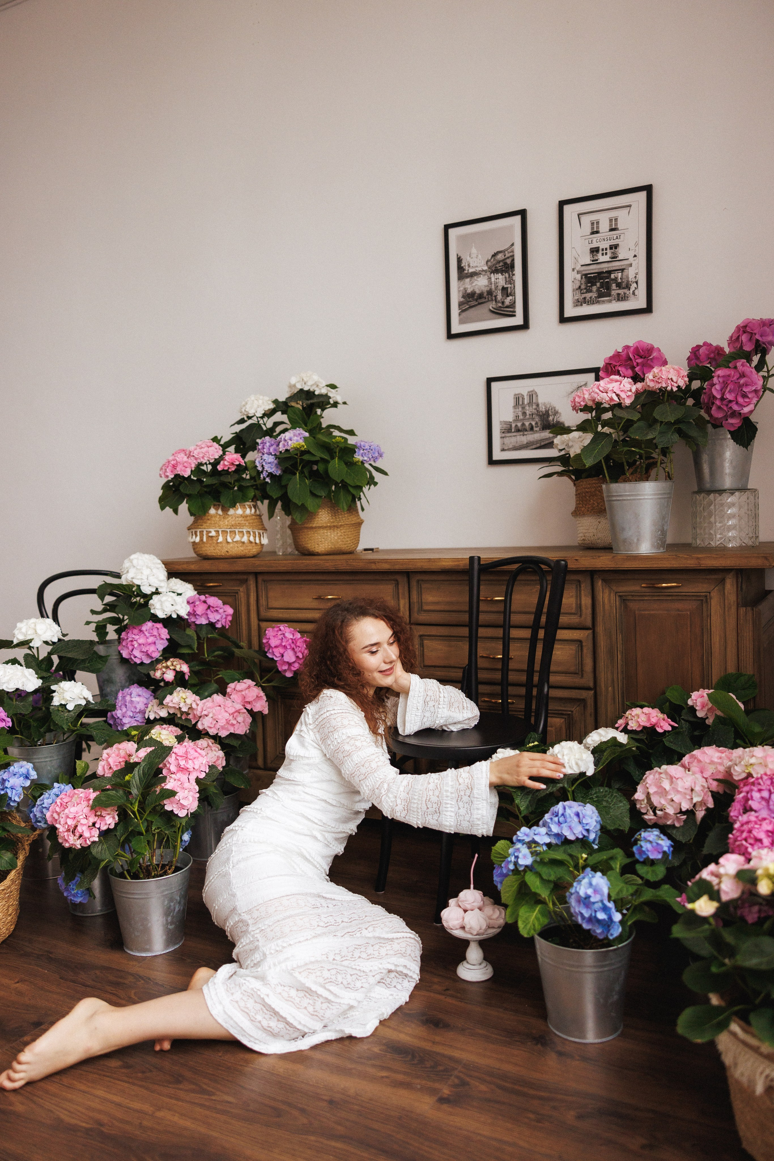 Фотосессия с живыми цветами Гортензии, город Краснодар, фотостудия «Истории». Семейный и детский фотограф в Краснодаре Анна Трашкова