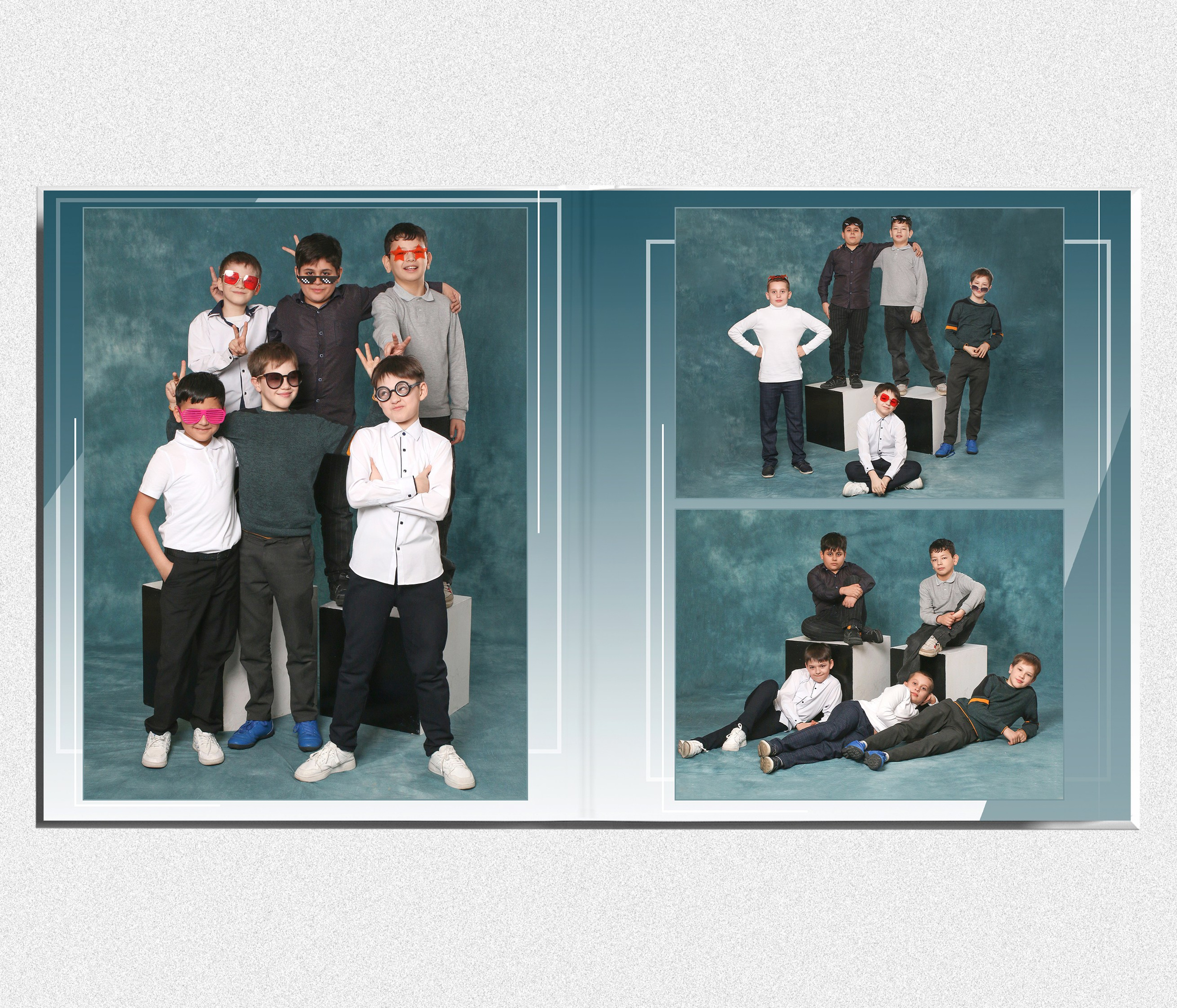 Школьный альбом "Кубы бирюза". Выпускные альбомы в Тюмени для школ, садов, вузов спортивных секций