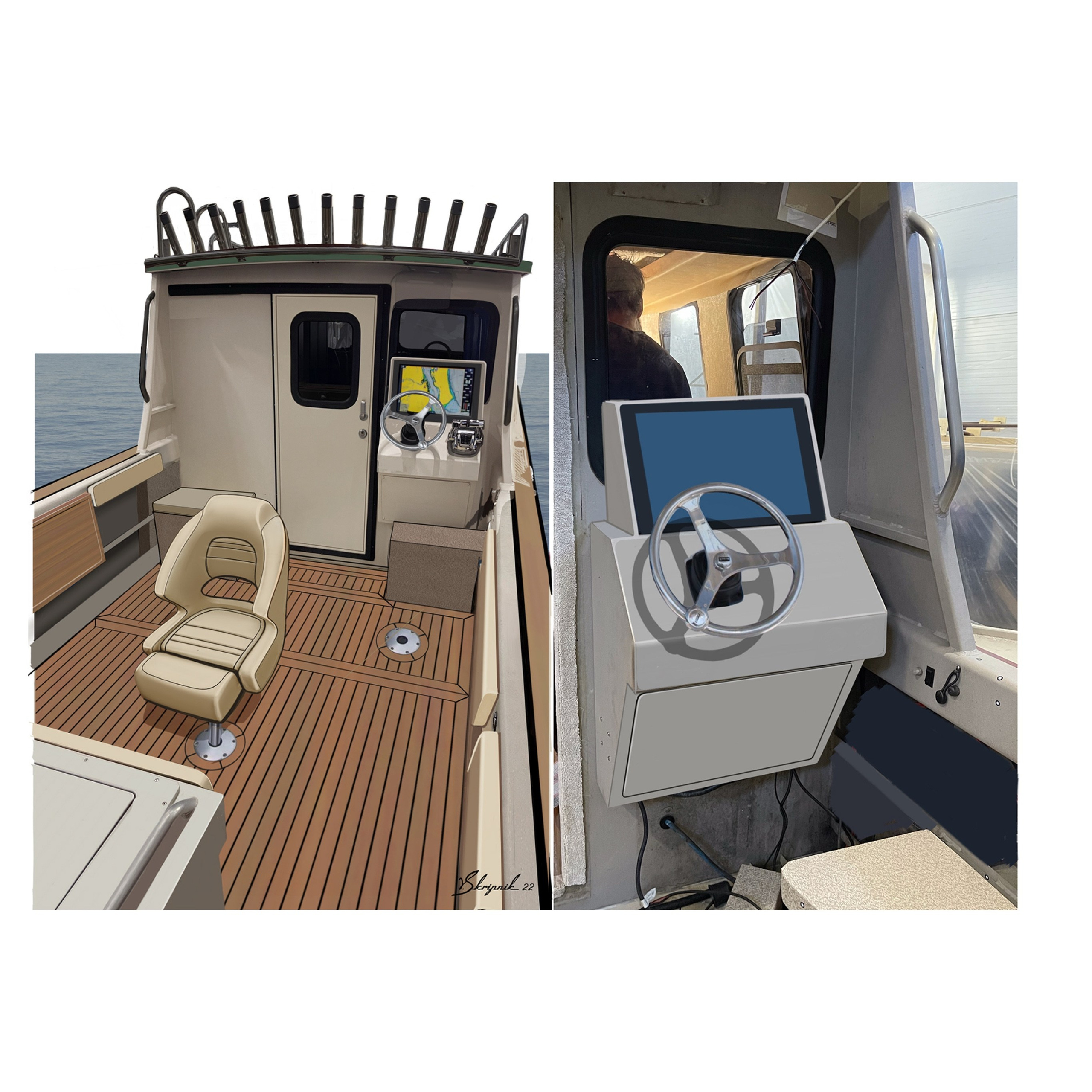 Дизайн персонализации Алюминиевого катера Weldcraft Cuddy King 300 OS. Design Yachts and Cars