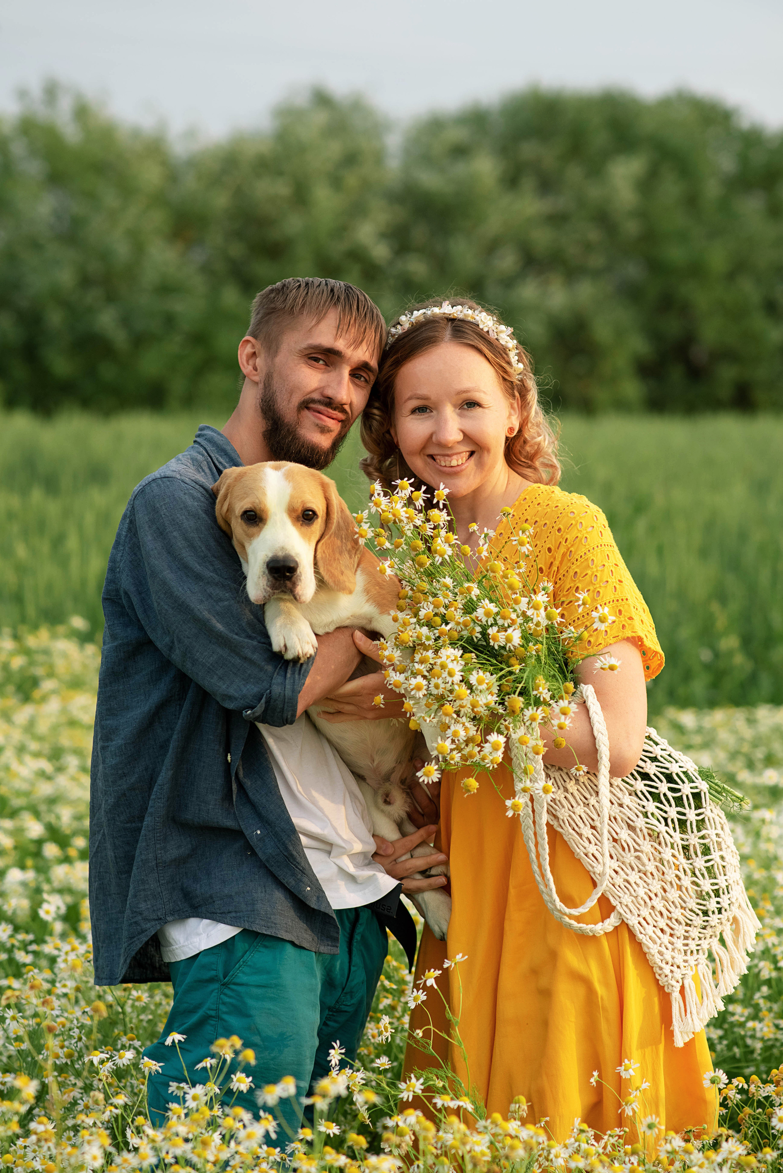 Миша, Настя и Рафаэль в ромашках. Семейный и детский фотограф Оля в Тюмени
