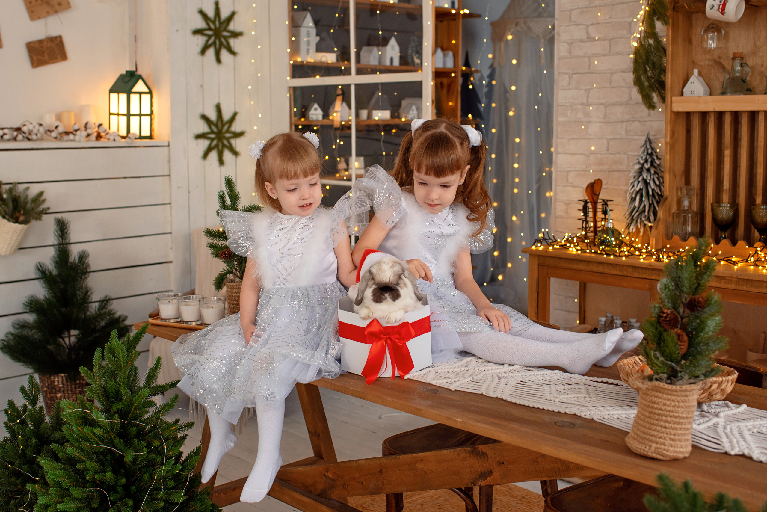 Ева, Кира и Аркаша с кроликом Бубликом. Семейный и детский фотограф Оля в Тюмени