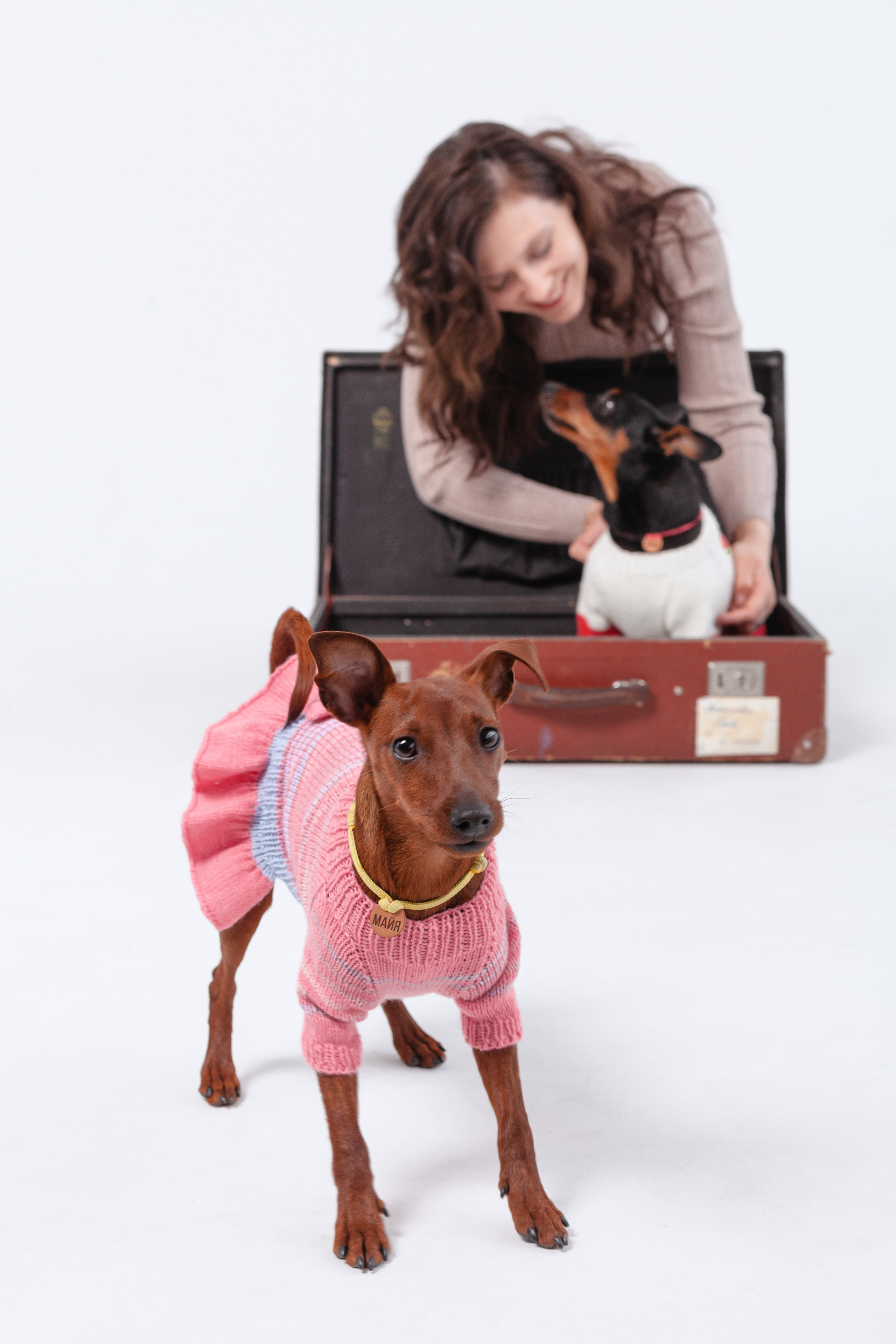 Александра и пинчеры Майя и Джой. Фотограф-анималист Татьяна Степанова