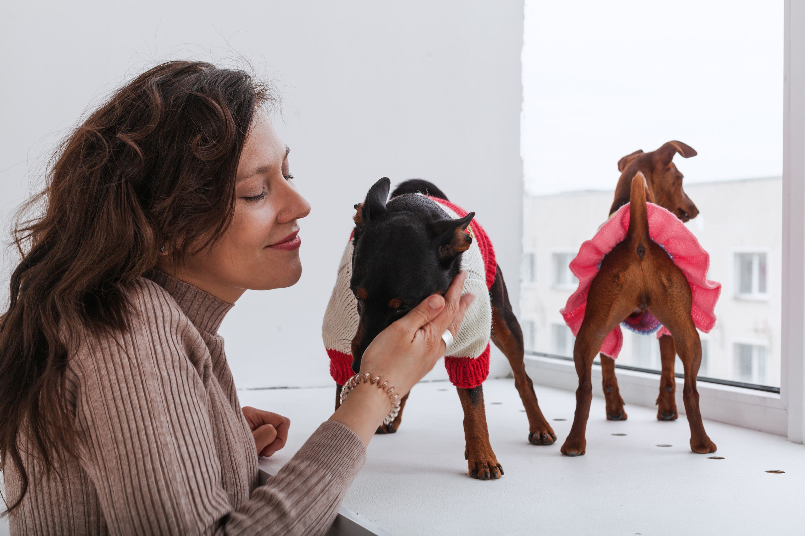 Александра и пинчеры Майя и Джой. Фотограф-анималист Татьяна Степанова