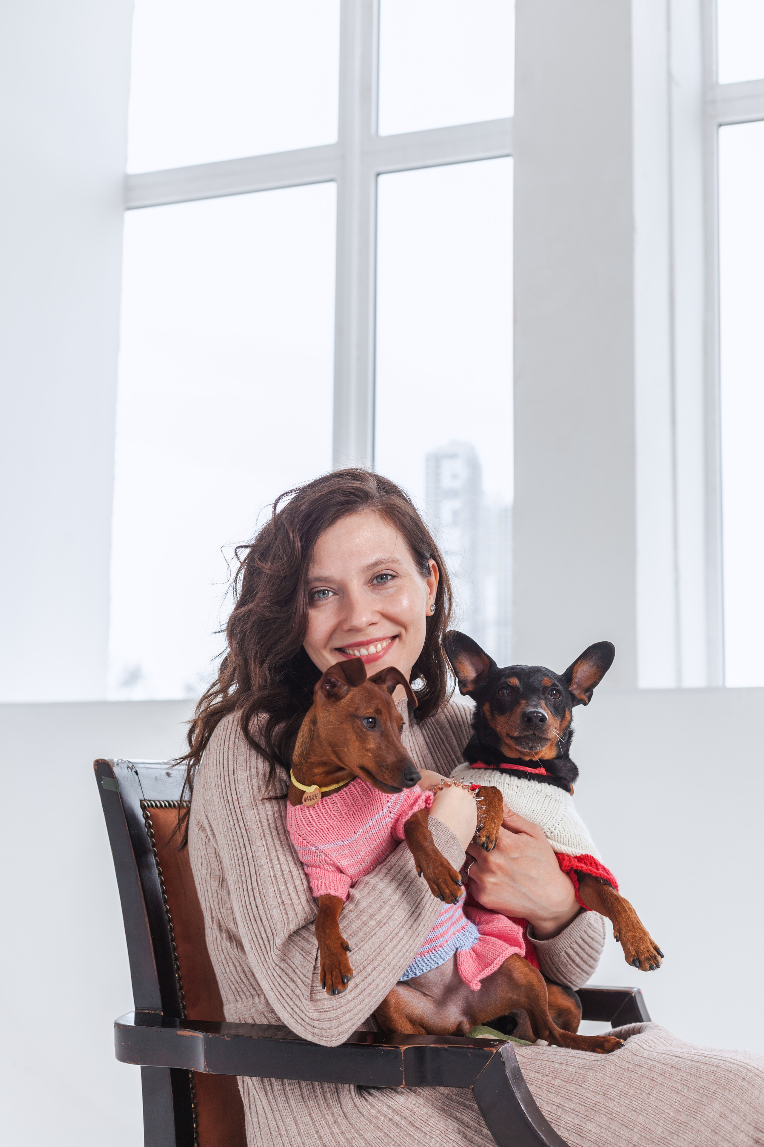 Александра и пинчеры Майя и Джой. Фотограф-анималист Татьяна Степанова