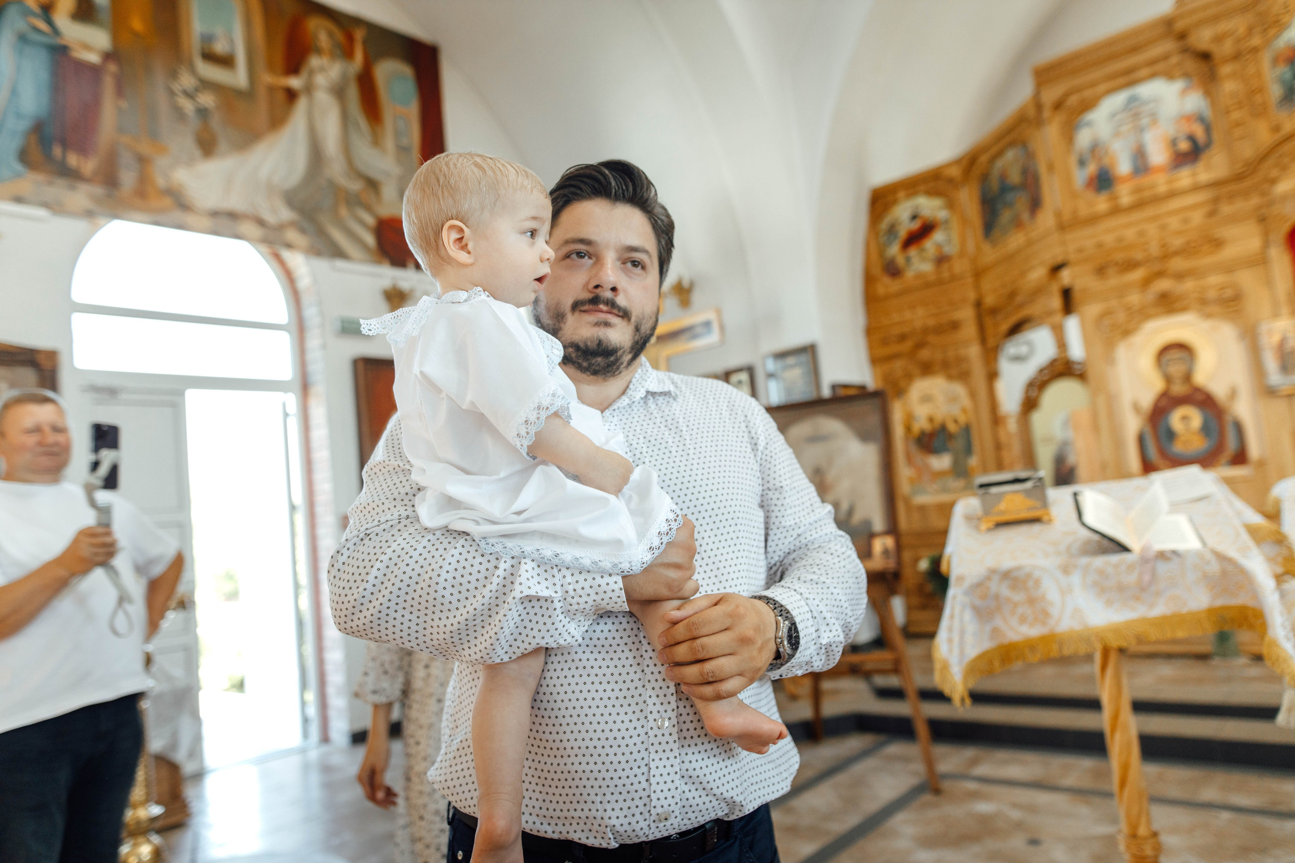 Крещение Энвера (Михаила), д. Колядищи, храм Успения Пр. Богородицы, август 2025