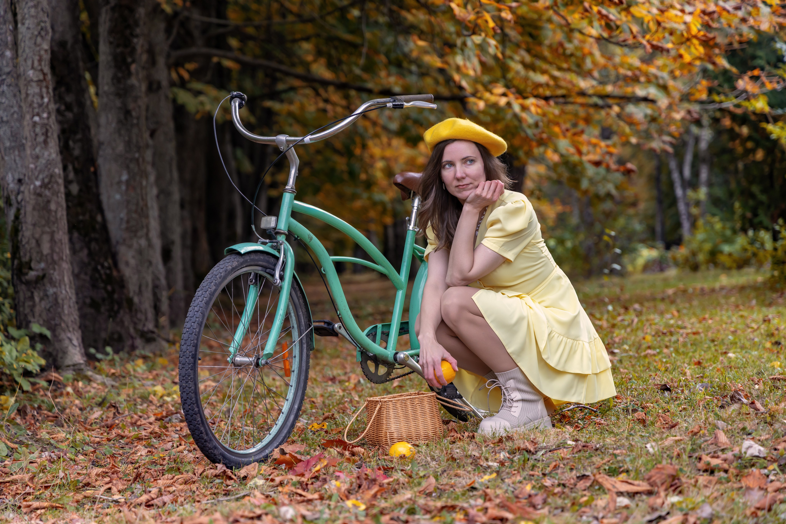 Жёлтая осень и ретро-велосипед. Репортажный, семейный и студийный фотограф в Москве Демин Алексей