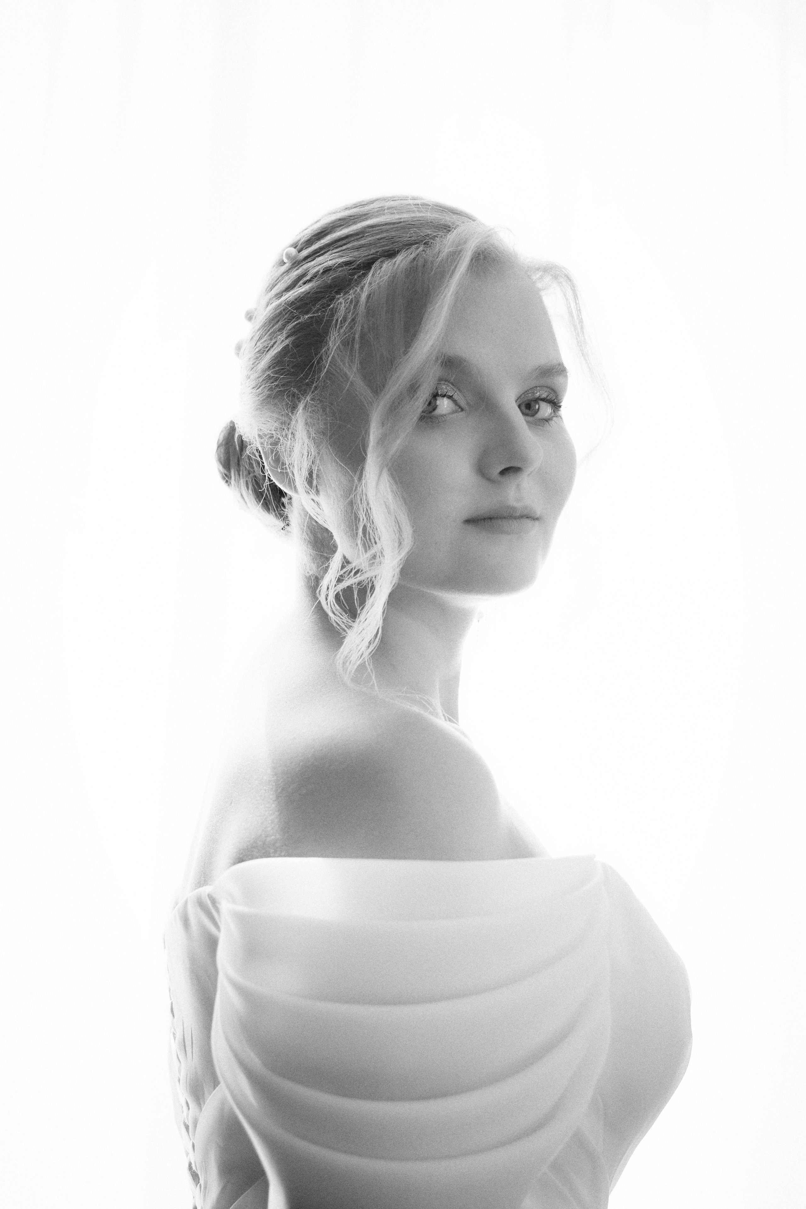 портретная черно - белая фотография невесты в самаре