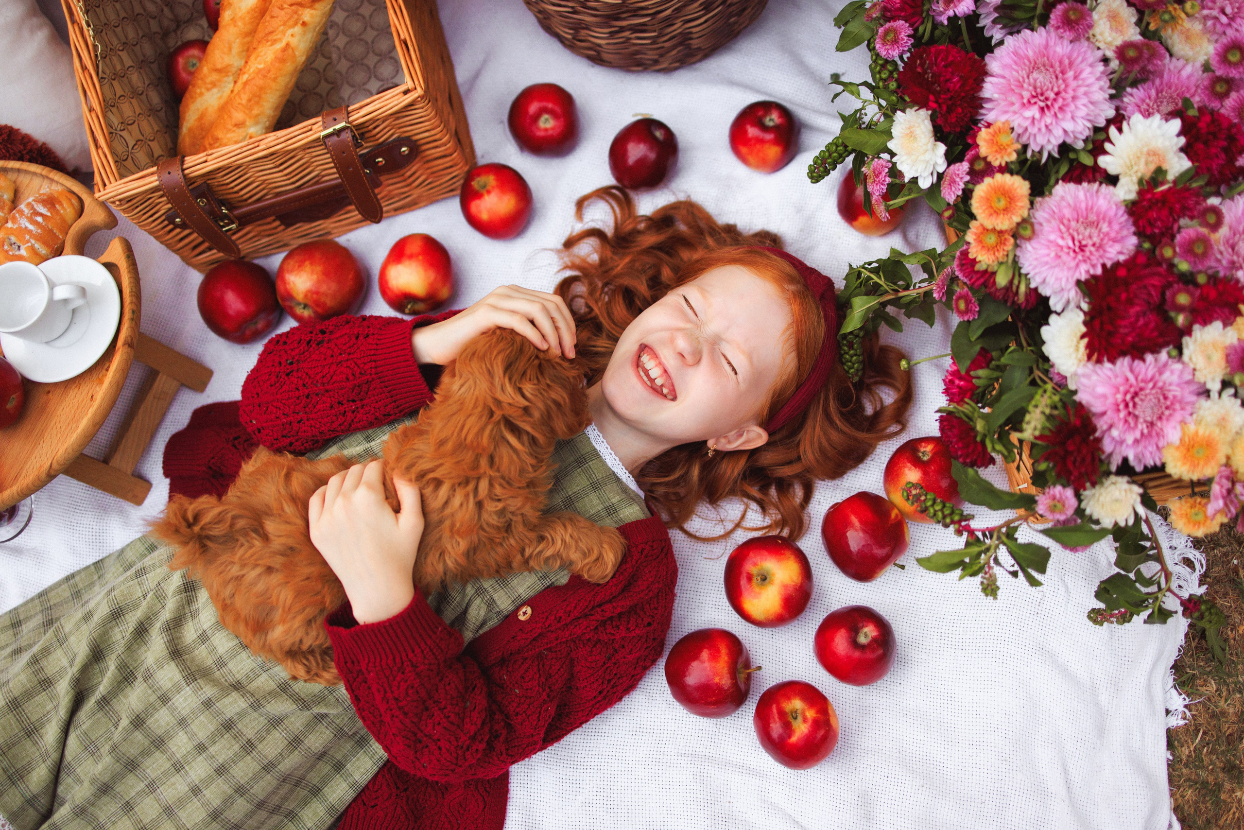 Фотосессия «Пикник», Хризантемы и Яблоки. Семейный и детский фотограф в Краснодаре Анна Трашкова
