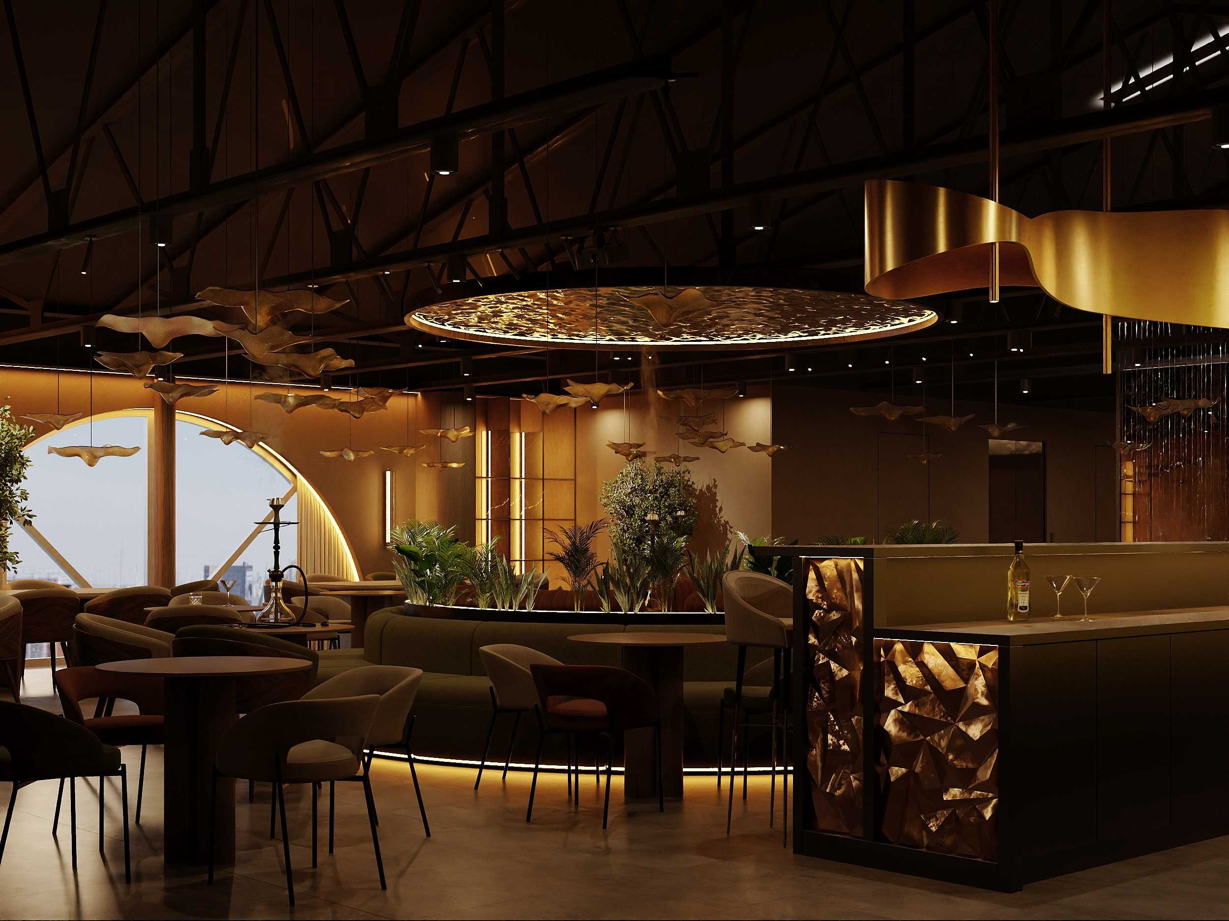 Кальянная Oazis Lounge. Студия дизайна интерьера в Москве T.Art Design