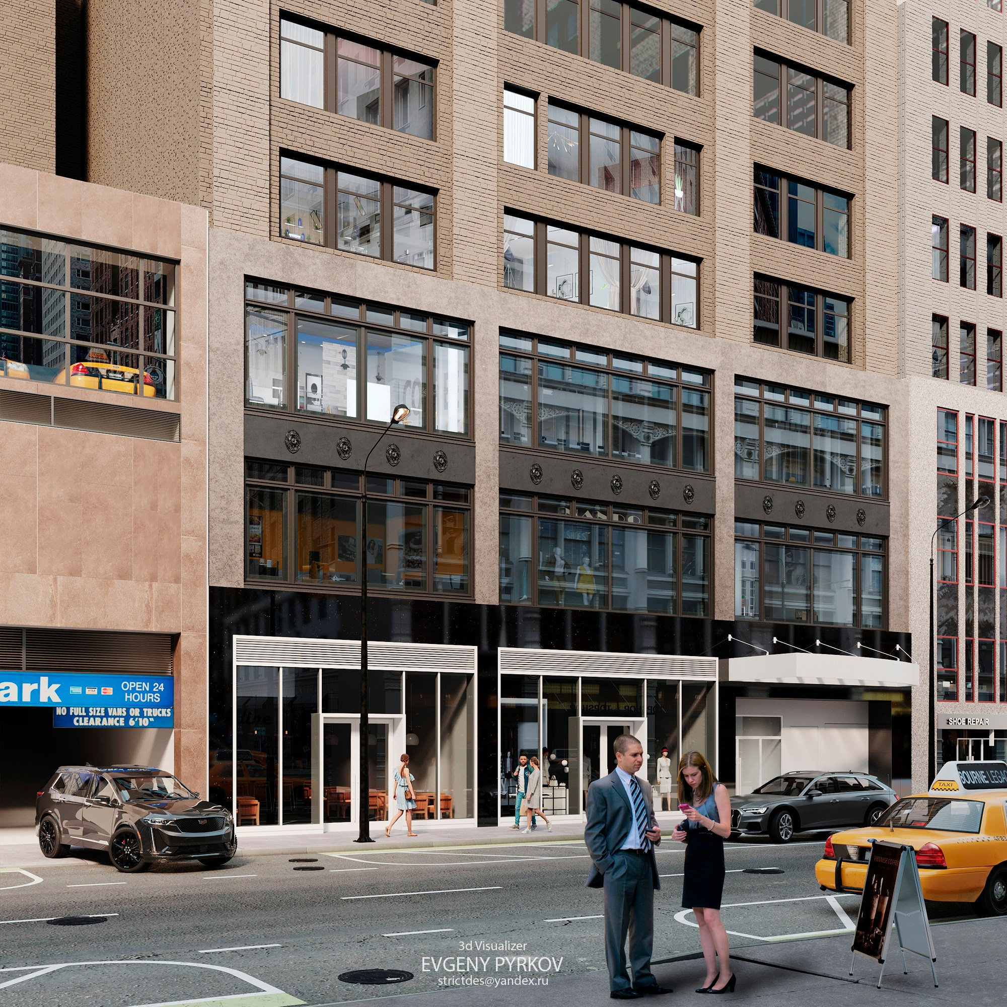 Фасад бизнес центра. Нью-Йорк. США. Клиент Ravelin. Евгений Пырков — 3d визуализатор интерьеров и экстерьеров России