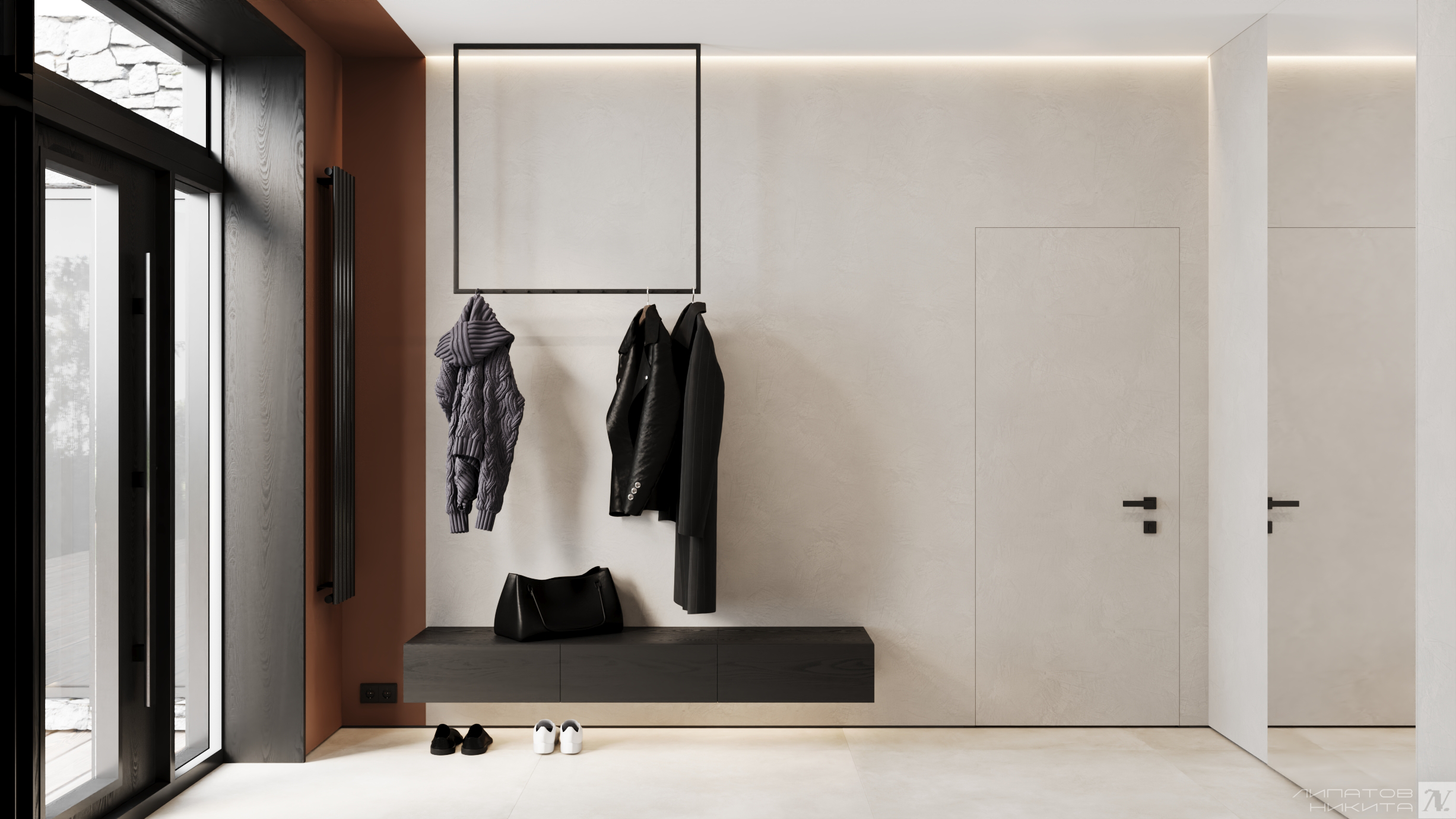 Проект коттеджа в стиле теплый минимализм. Дизайнер интерьера Липатов Никита. Москва