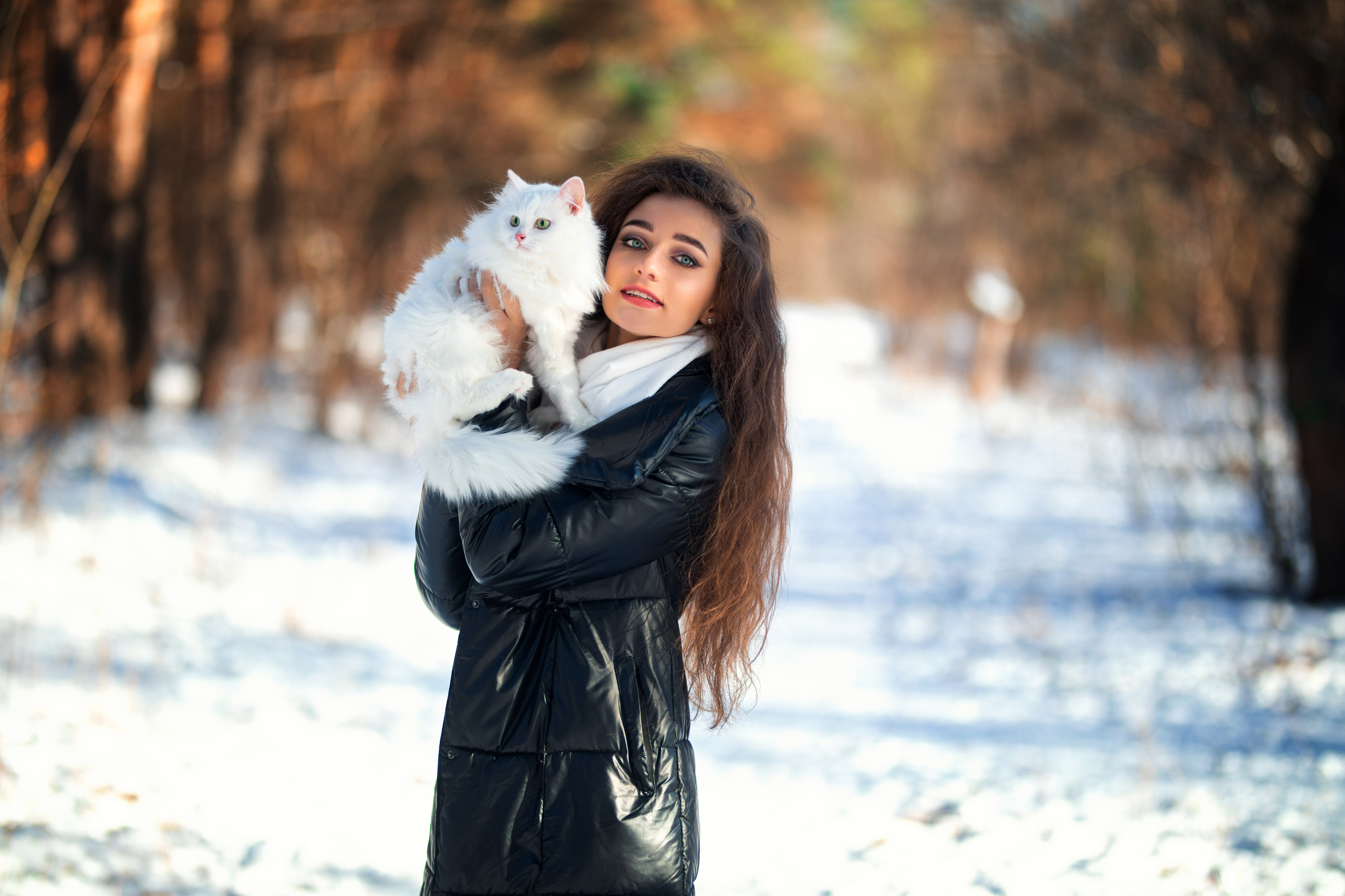 Фотосет с кошкой Евой зимой на улице с Дианой в формате для «себя»