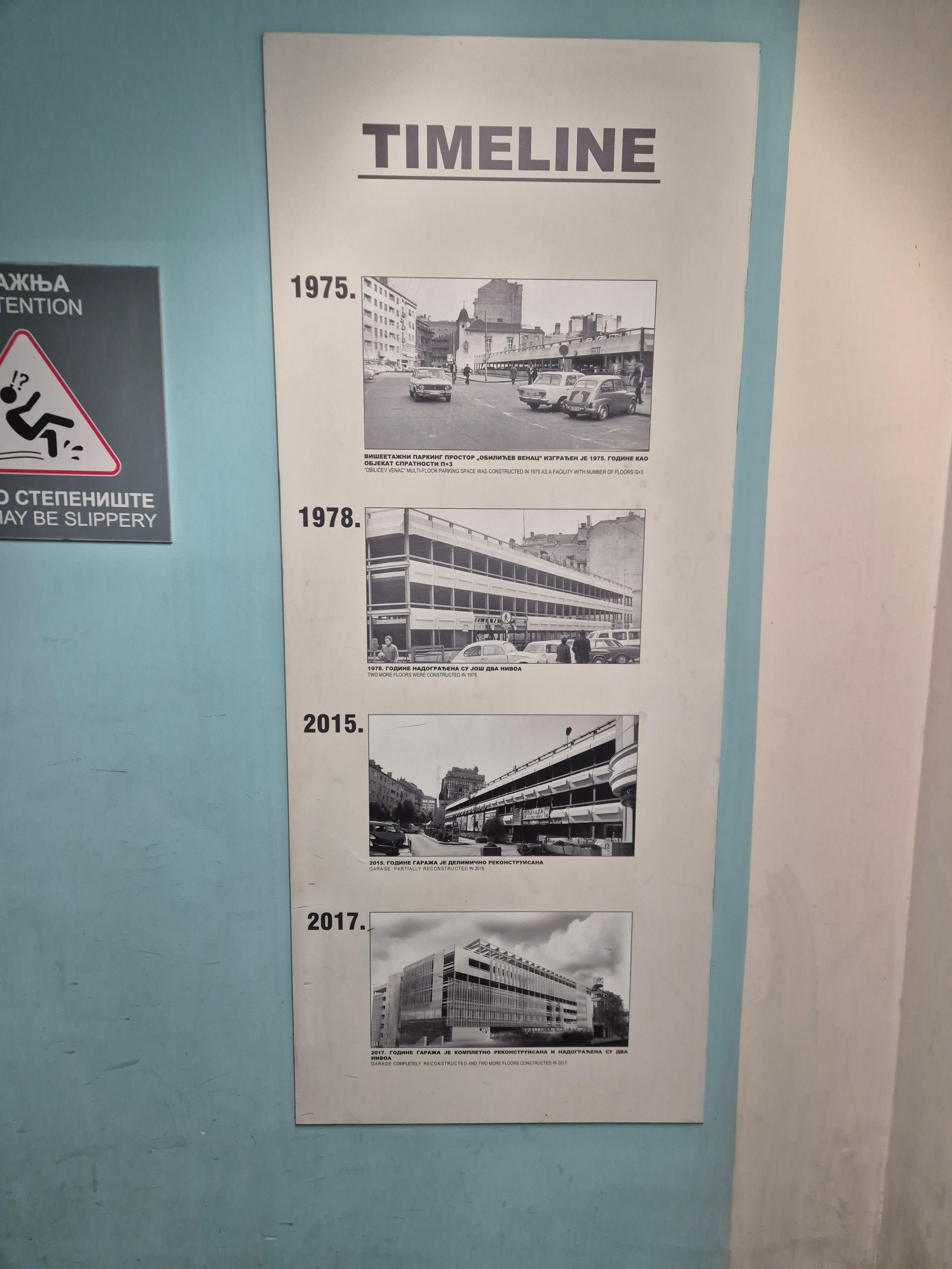 По Сербии перемещались на прокатной Skode. Дороги и АЗС в стране в отличном состоянии, как платные, так и обычные. В итоге - налетел на штраф за превышение, оплата официальная на месте. В Белграде парковались на городской парковке в центре. На плакате - история ее трансформации за последние несколько десятков лет
