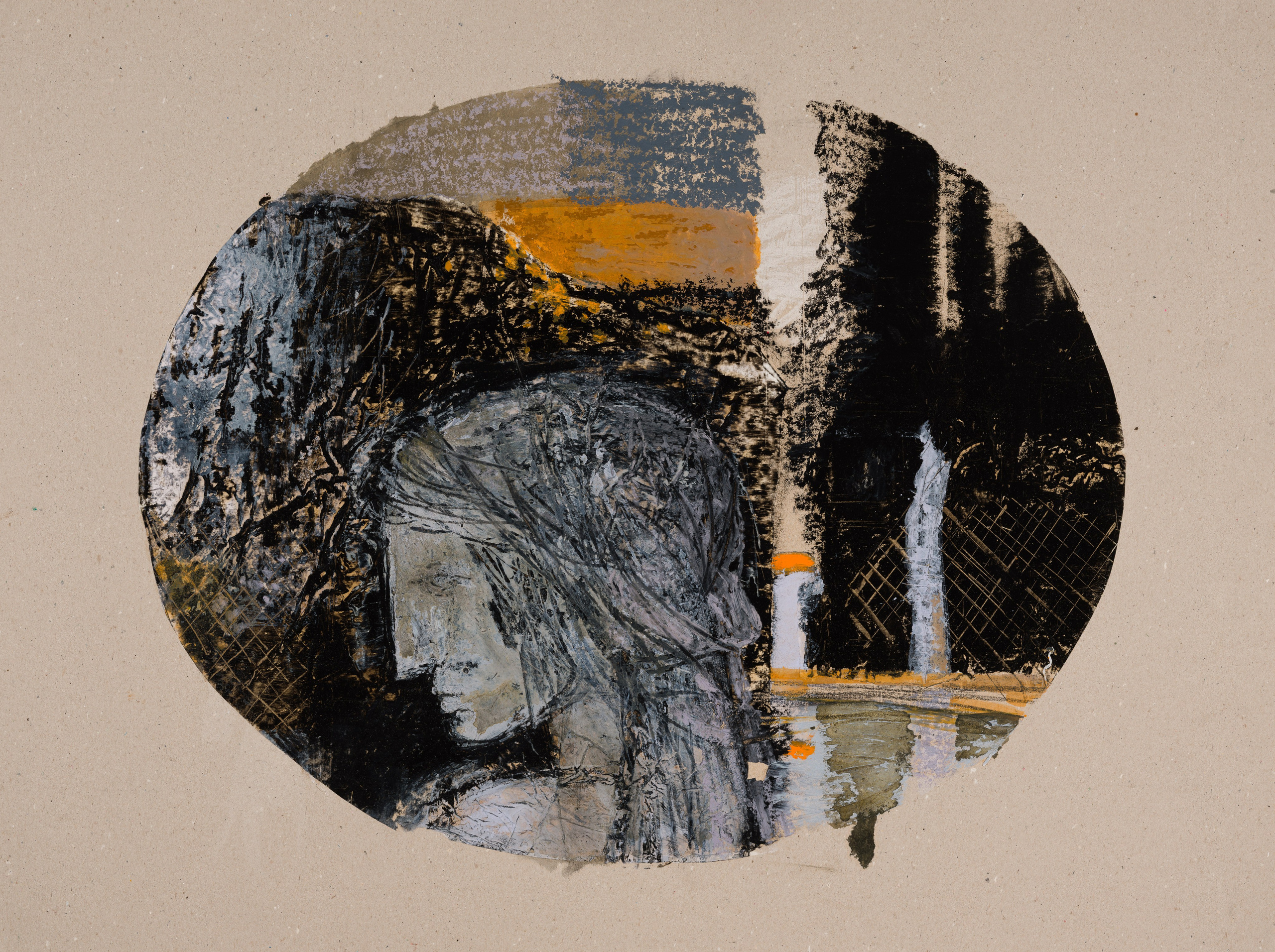 «Париж. Парк 3» - художник Лариса Блохина (картон, смешанная техника, 59x79 см, 2024)