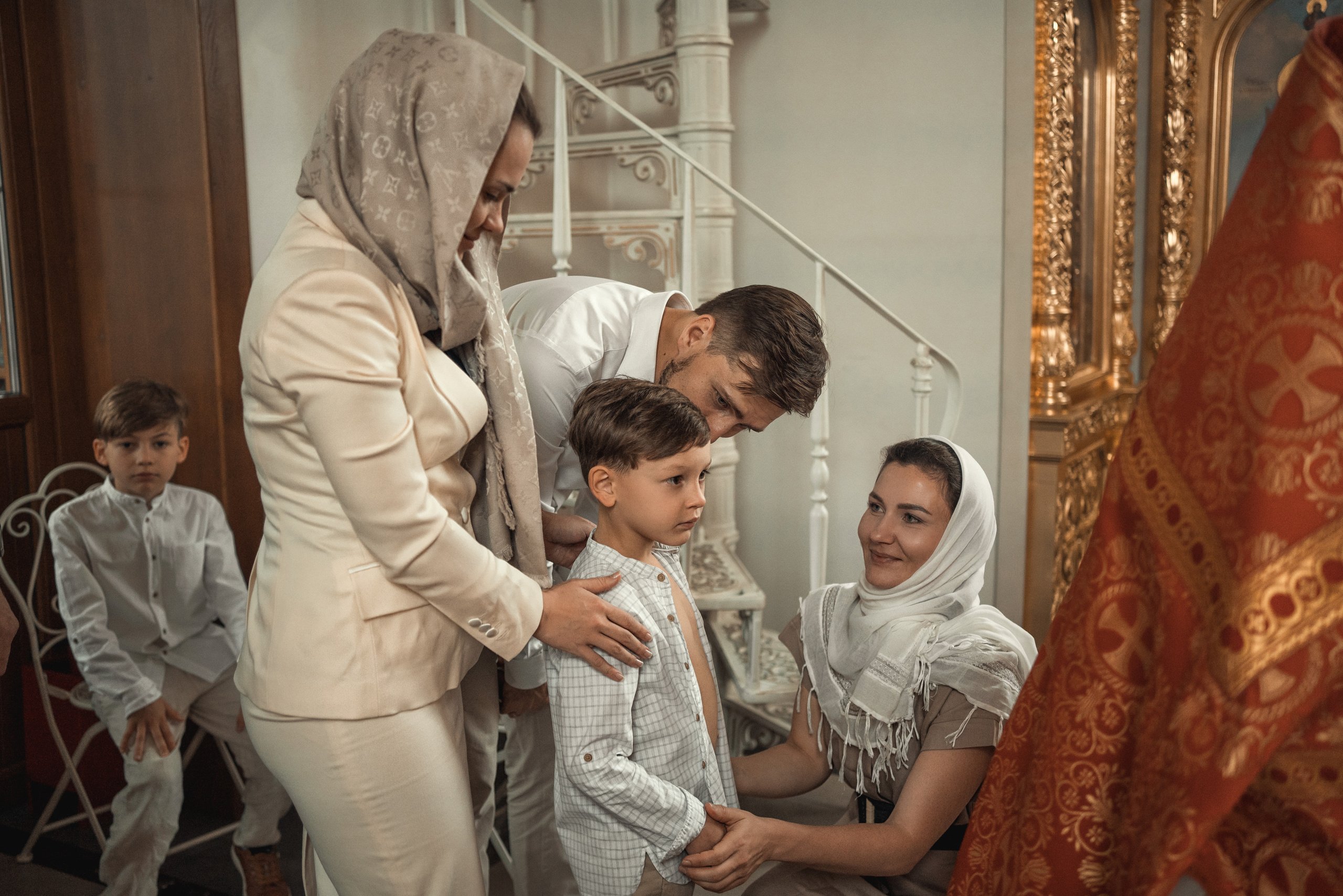 Крещение Александра. Храм Андрея Первозванного в с. Рождествено. Фотограф на Крещение в Москве Ткач Елена