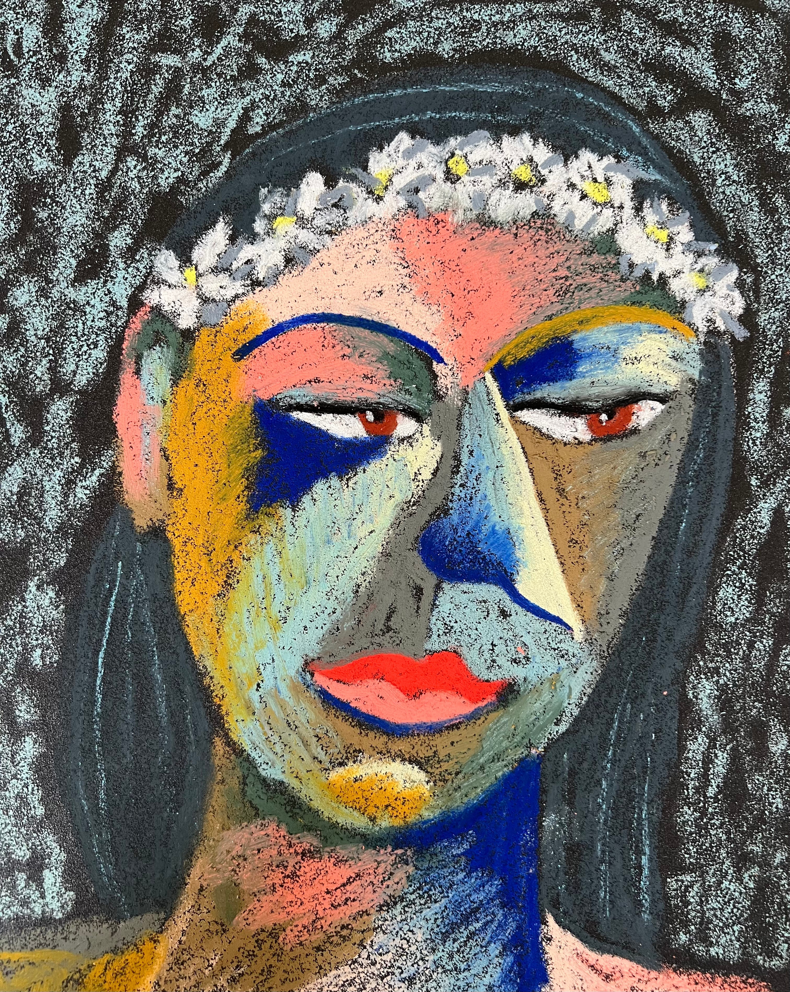 Spring. Oil pastel, sandpaper. 28 x 23 cm