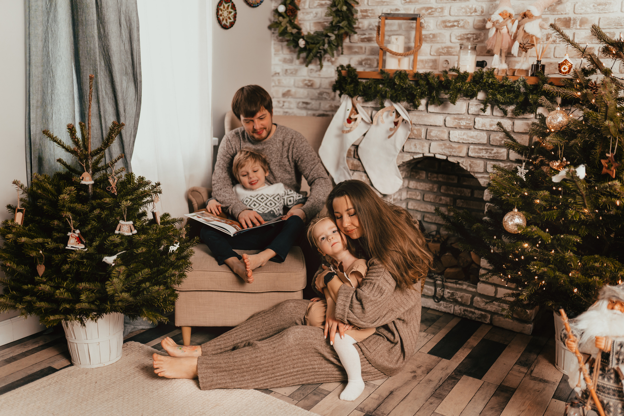 Новый год Аксинья Ваня Даша Никита. Фотограф новорожденных Москва, Домодедово