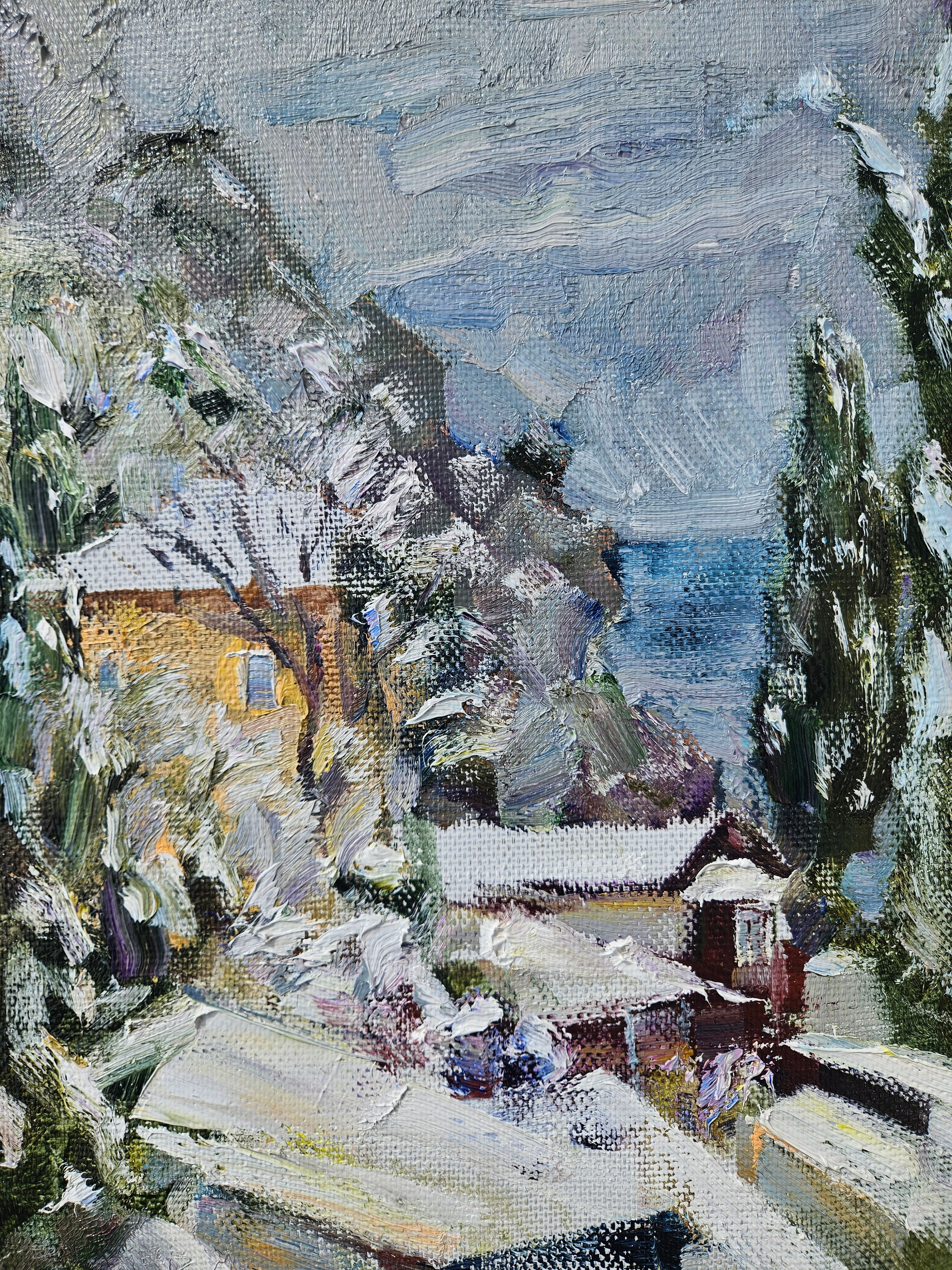 "Гурзуф зимой". 2025. Холст, масло. 40х50 см. Цена: 15000 руб. (в частной коллекции)