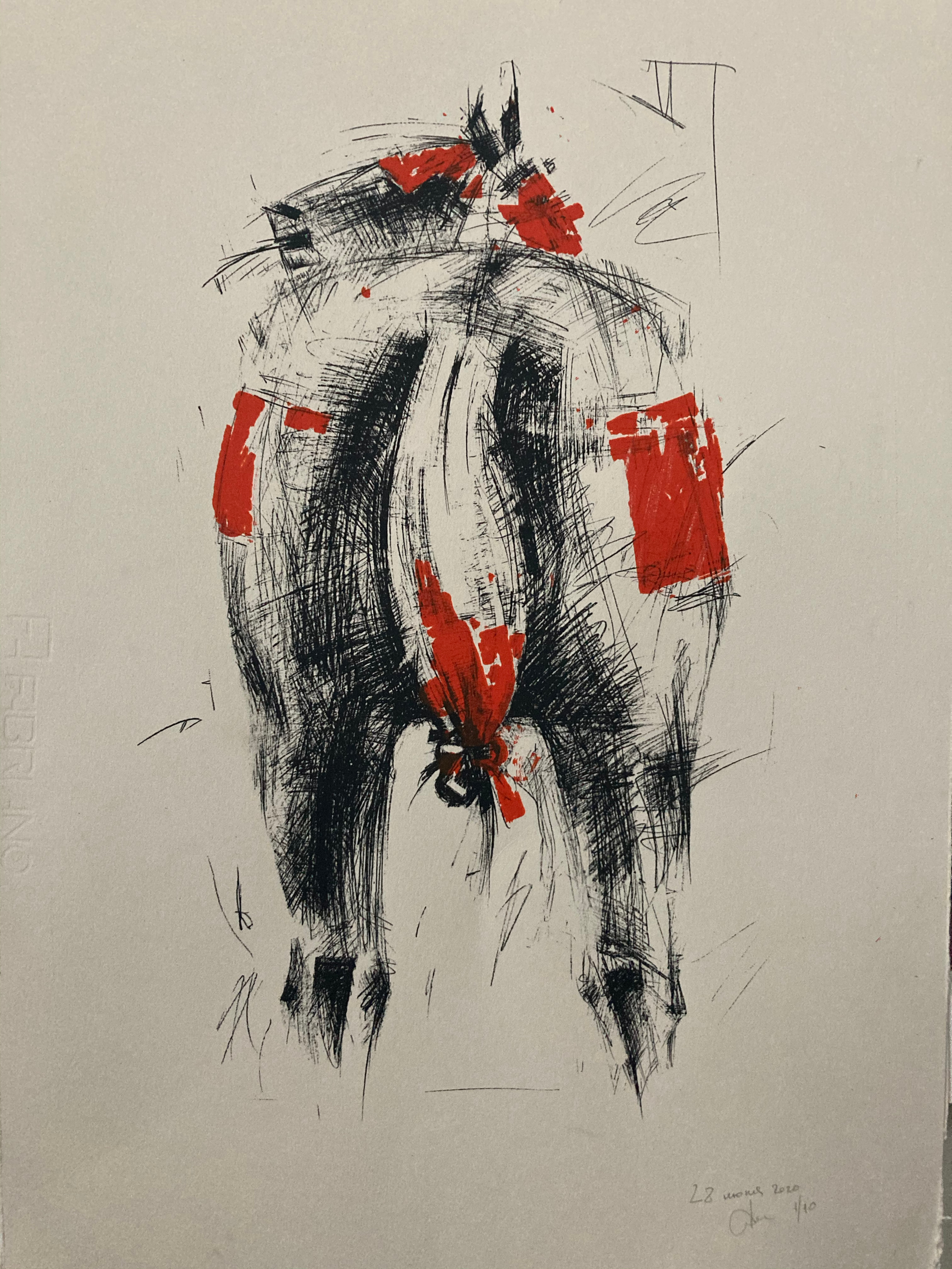 Серия "хвосты". 2019. Шелкография, акрил.