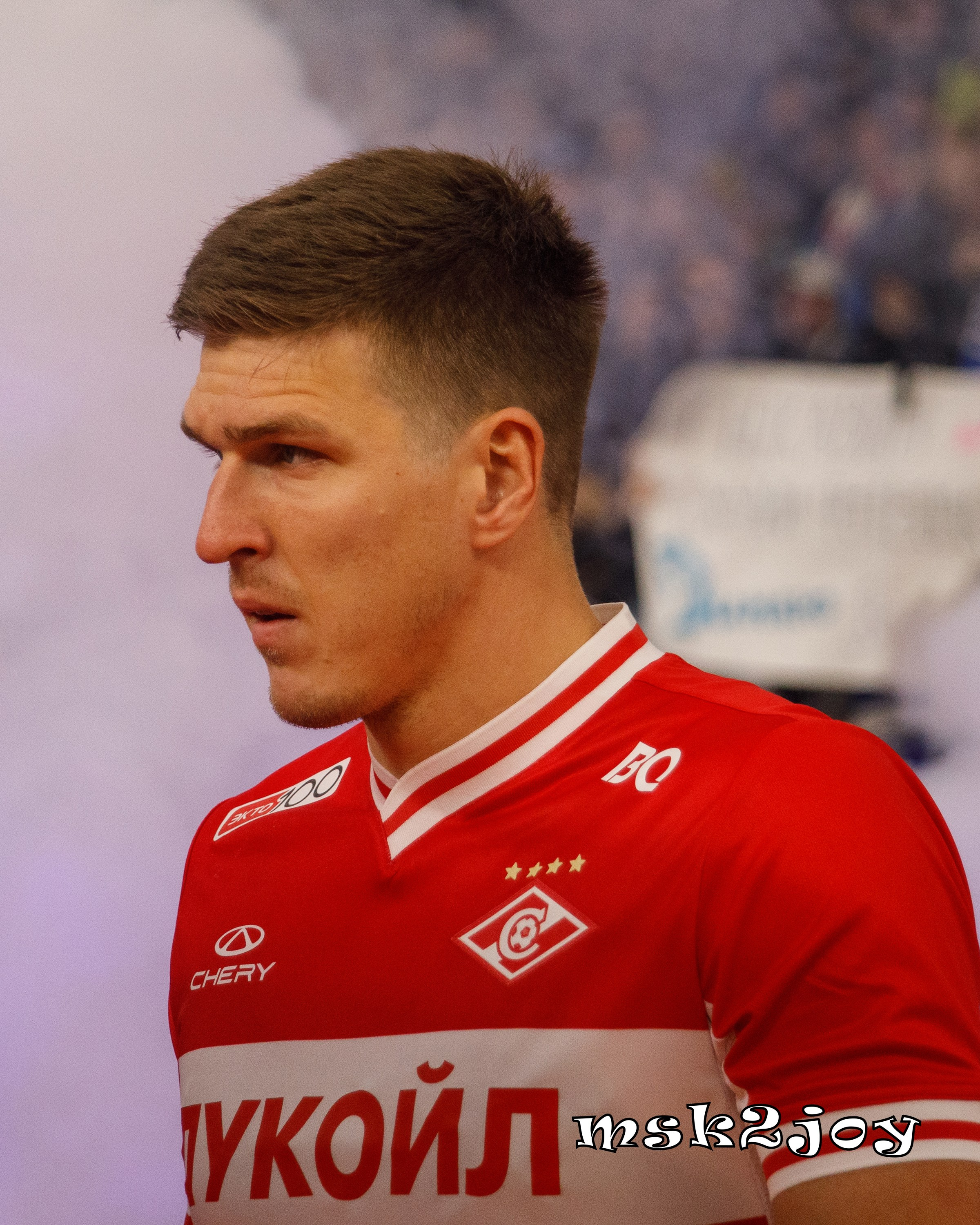 Нападающий футбольного клуба Спартак Москва - Александр Соболев. Фотограф - Михаил Тоцкий.