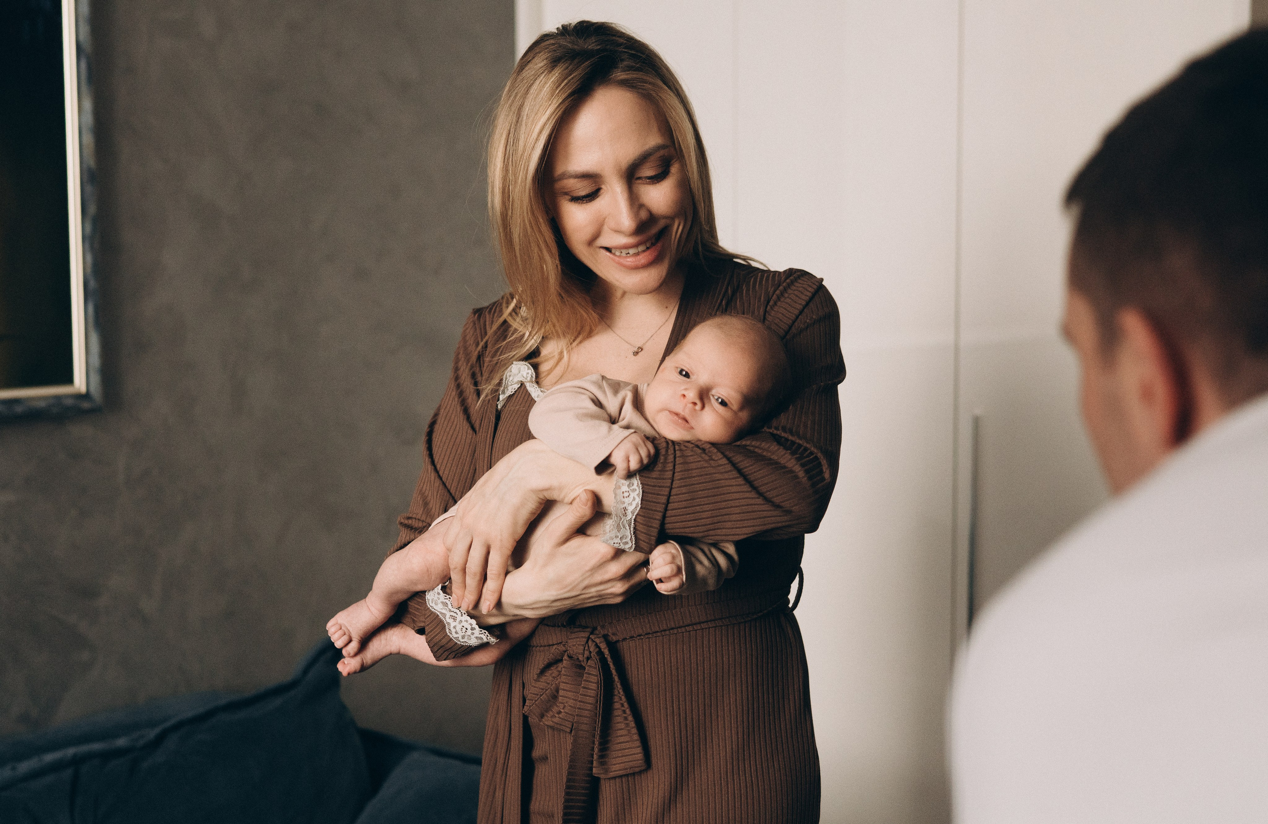 Домашняя фотосессия новорожденного. Семейный, ньюборн фотограф, фотограф на роды в Москве, Виктория Тюльдюкова