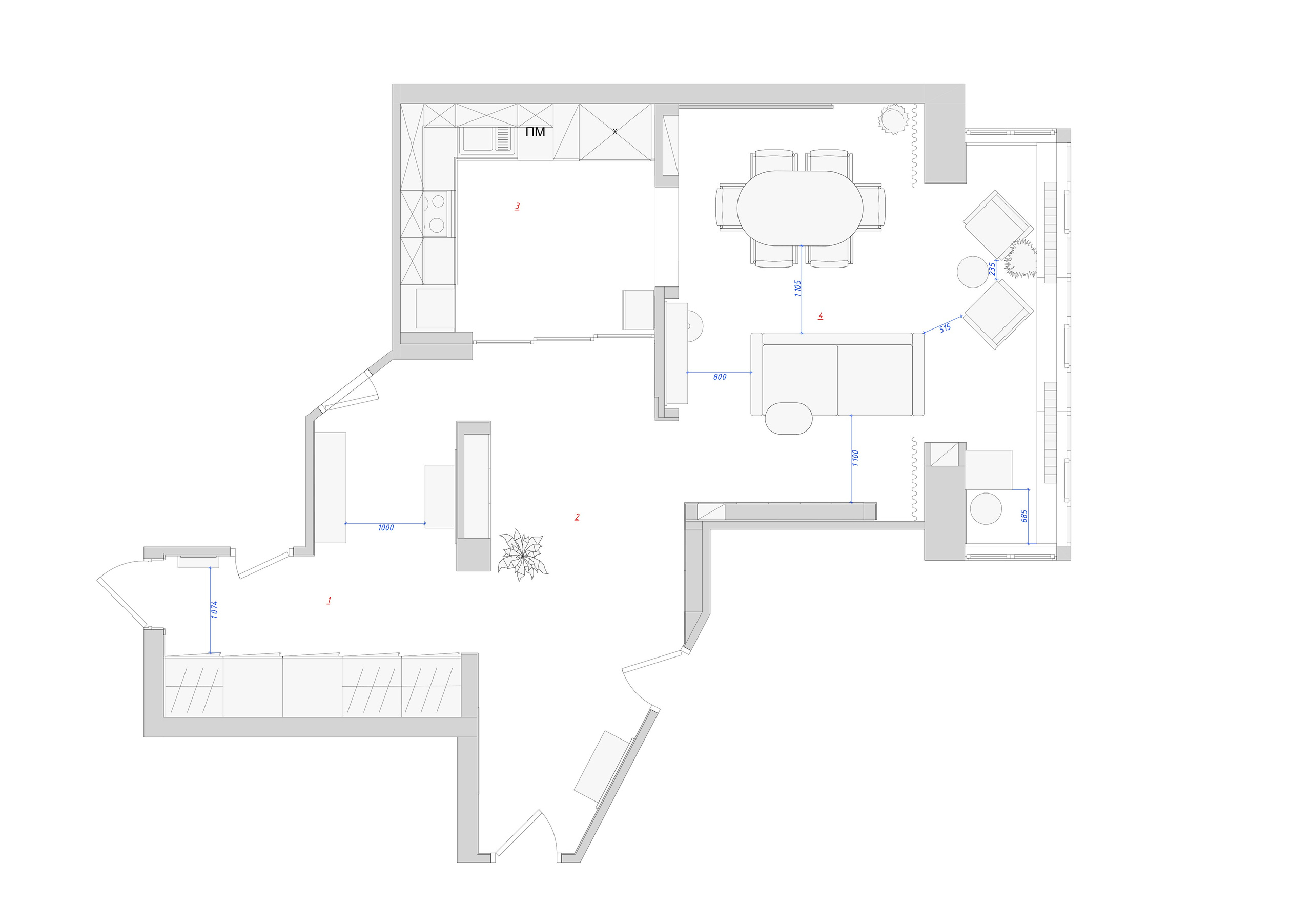 3D Визуализация квартиры пгт Заречье 62.7 m². Заказать 3Д визуализацию интерьеров — Дарья Веденёва