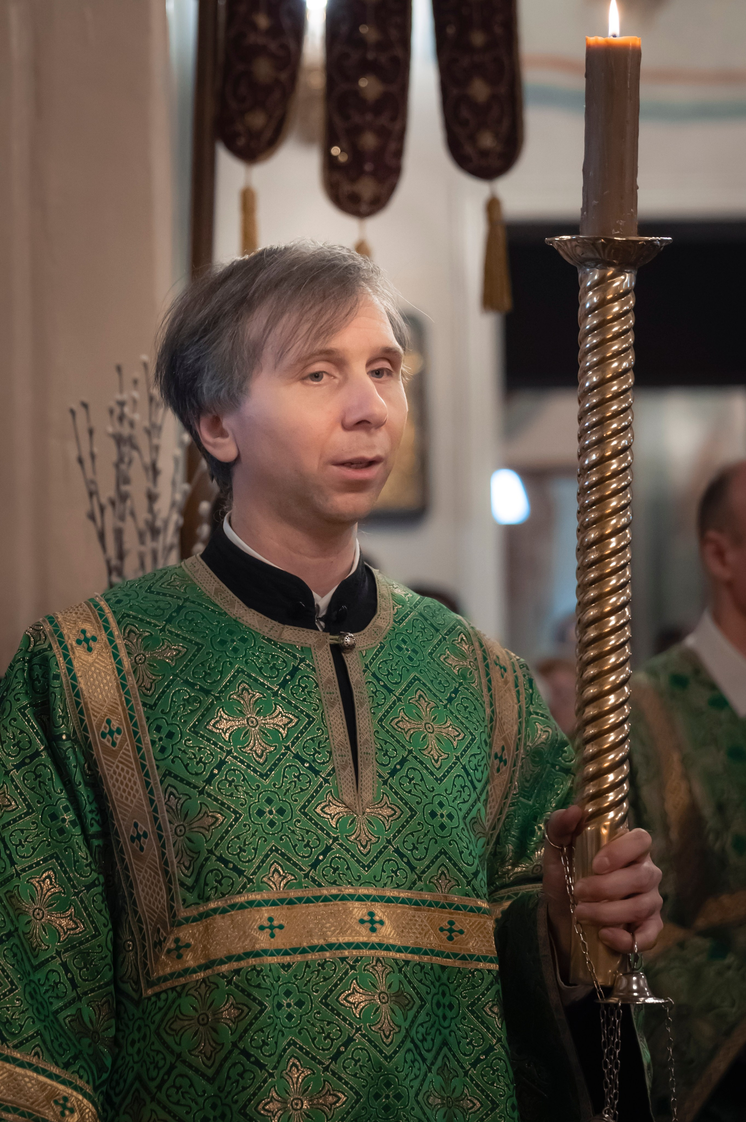 Богородский Храм. Всенощное бдение. Освящение верб. Антон и Татьяна Денисенко — В храме
