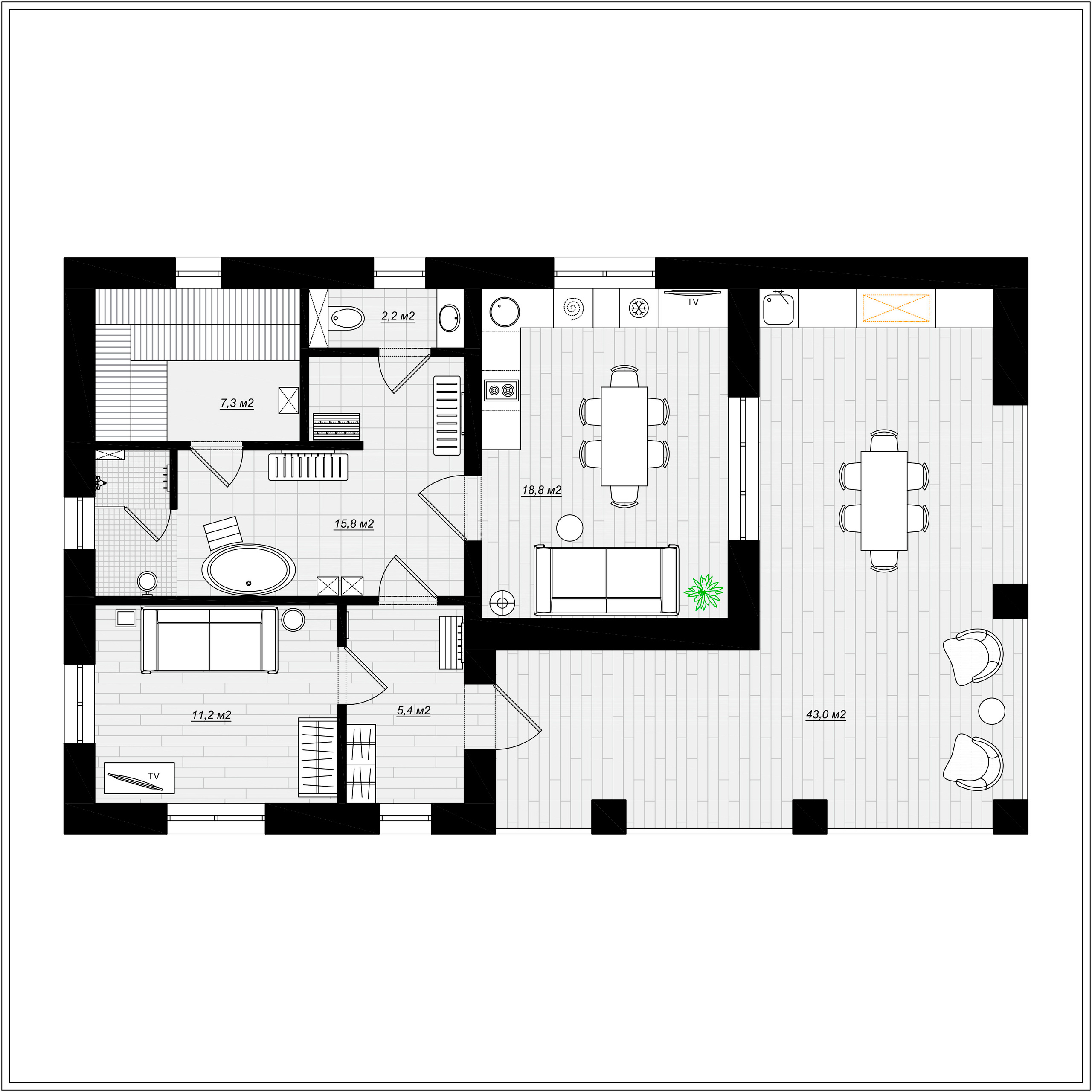 Банный дом в Подмосковье. Дизайн интерьера, от проекта до реализации