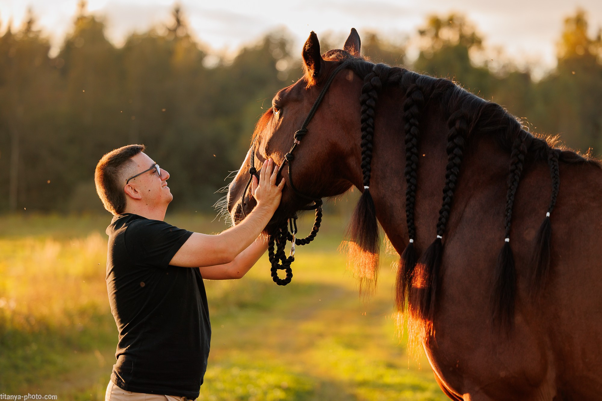Закатная семейная фотосессия: про Настю и её дружную семью. Фотограф собак, фотограф-анималист Аня Титова (Titanya). Москва