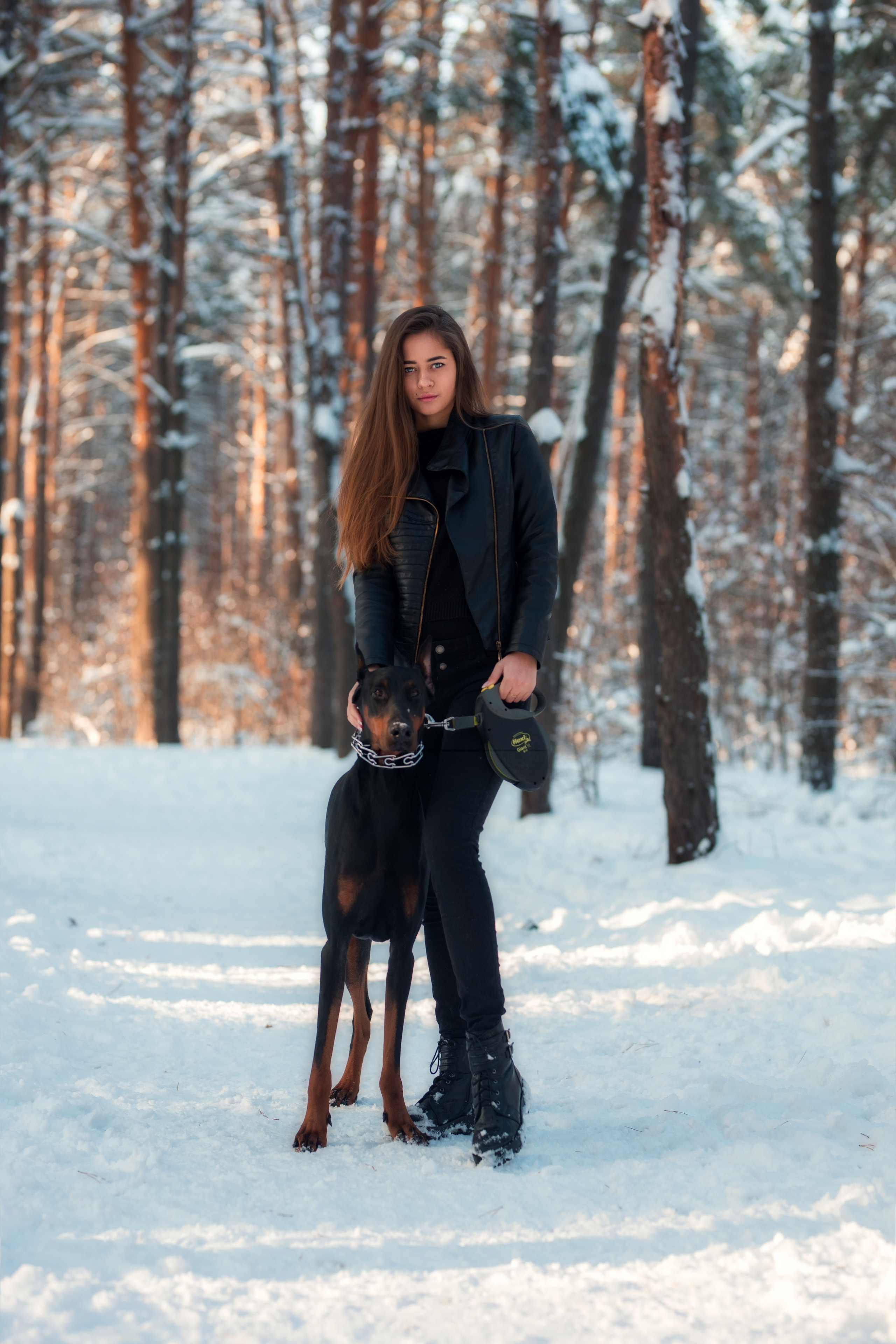 Зимняя съемка в лесу с доберманом с Ольгой в формате для «себя»