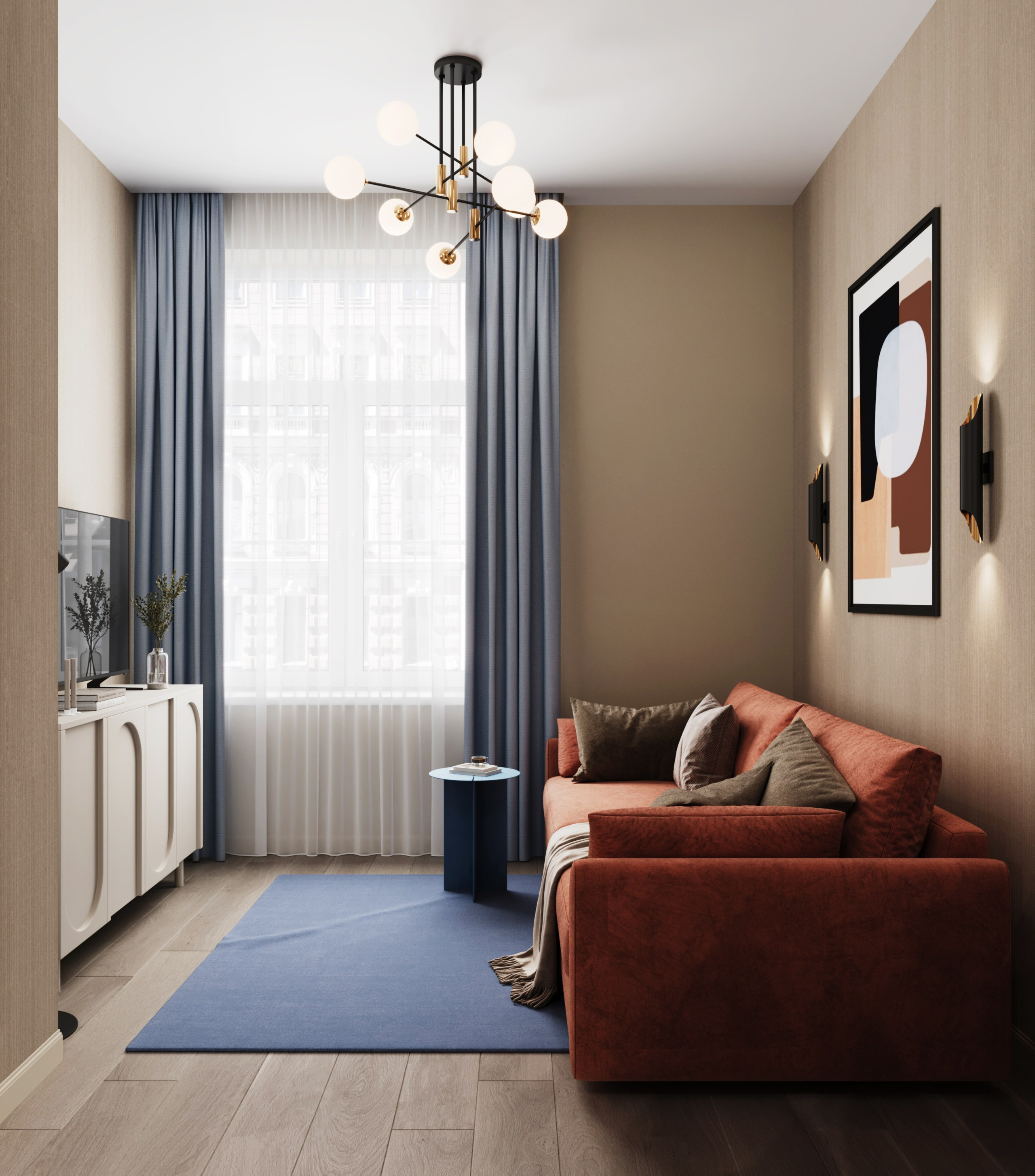 Гостиная ЖК Наследие на Марата спокойный интерьер для аренды дизайнер Ксения Новикова ksudsgn аренда в центре Санкт-Петербурга