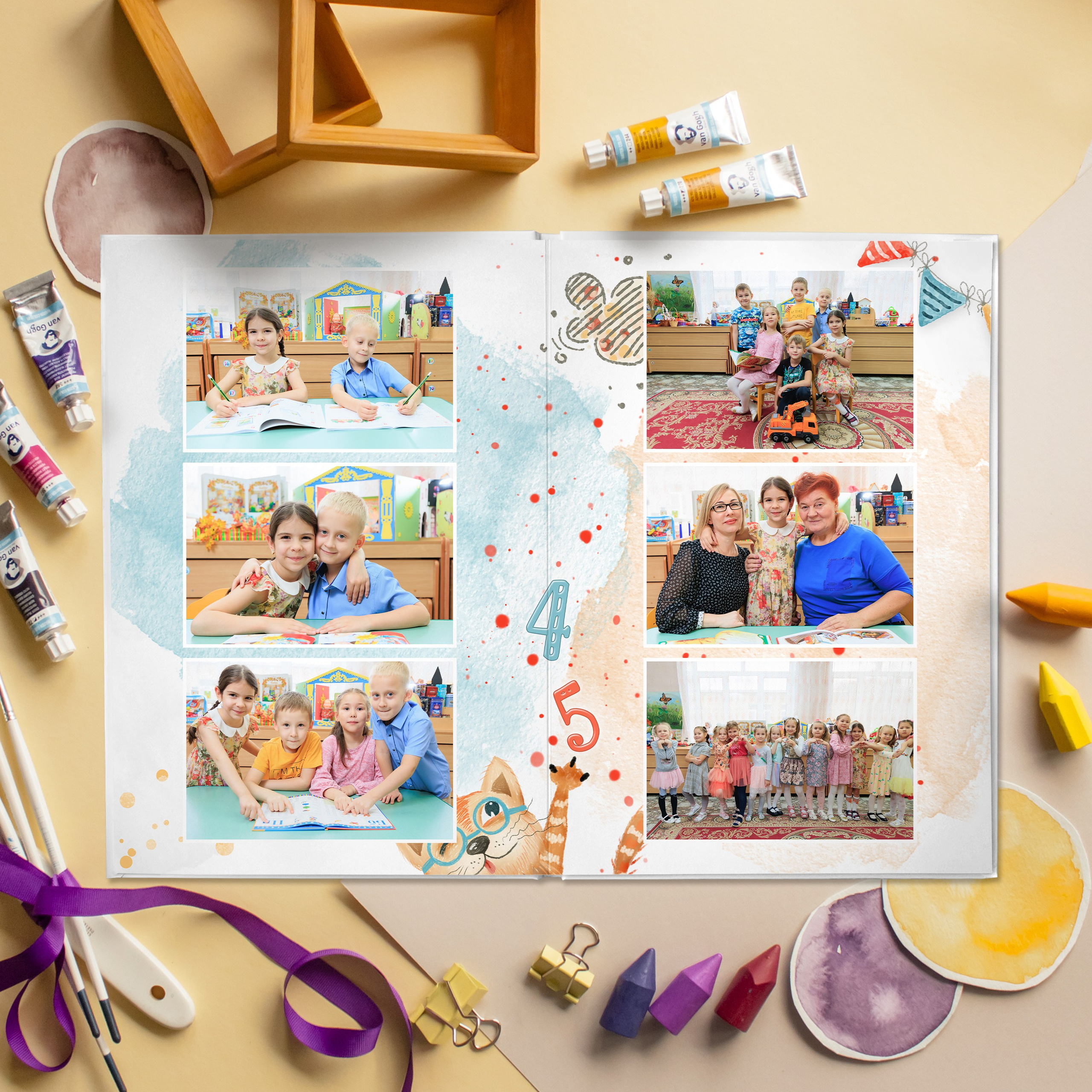 СТАНДАРТ 4 разворота. Выпускные альбомы для детского сада и школы в Москве