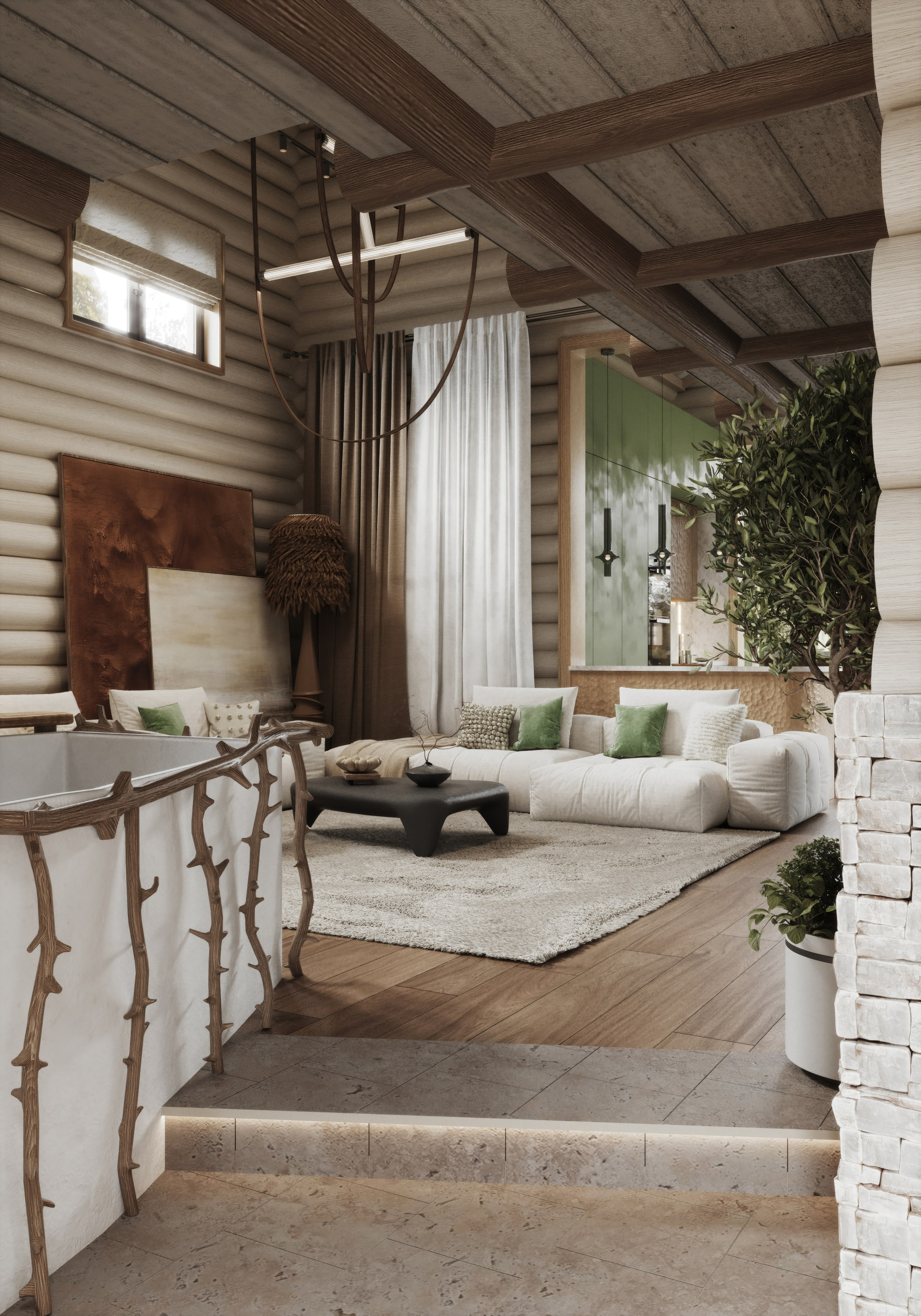 Country house Living-room & Kitchen | Ashe Home. Середа Юлия | Визуализация