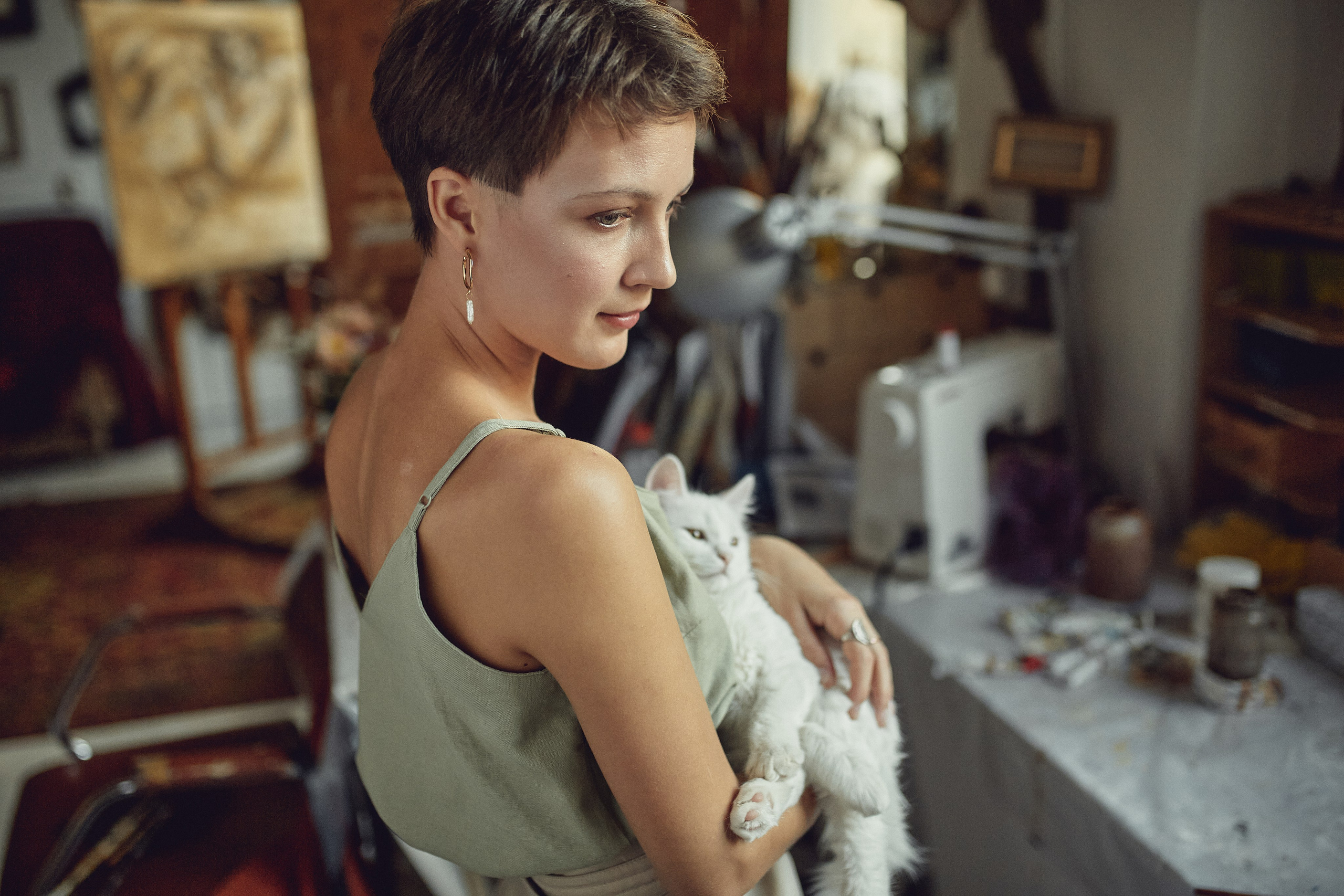 Съёмка в мастерской художника Лиды Железняк