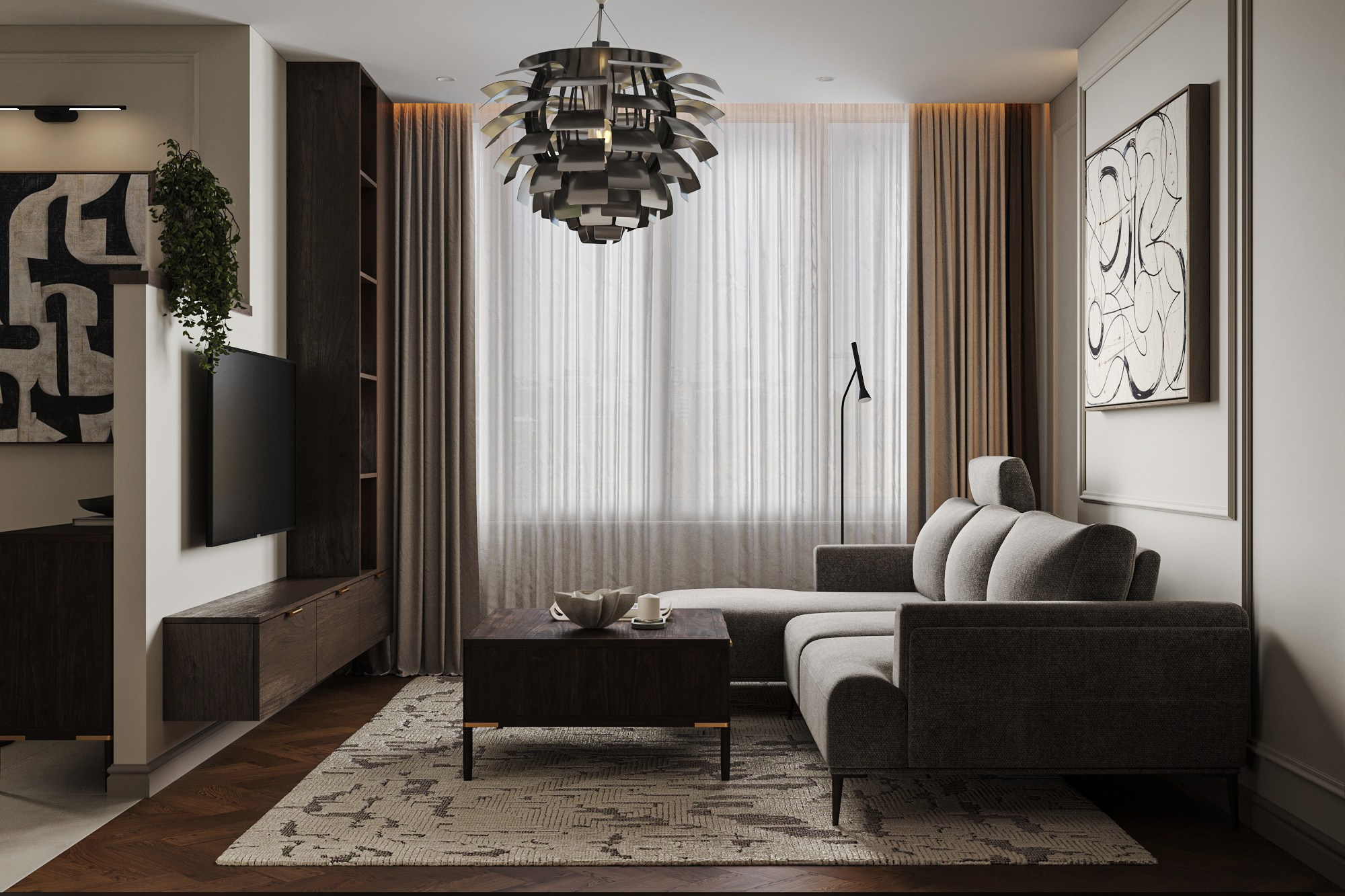 Кухня-гостиная г. Черноголовка. 3D визуализация интерьера Надежда Соколова