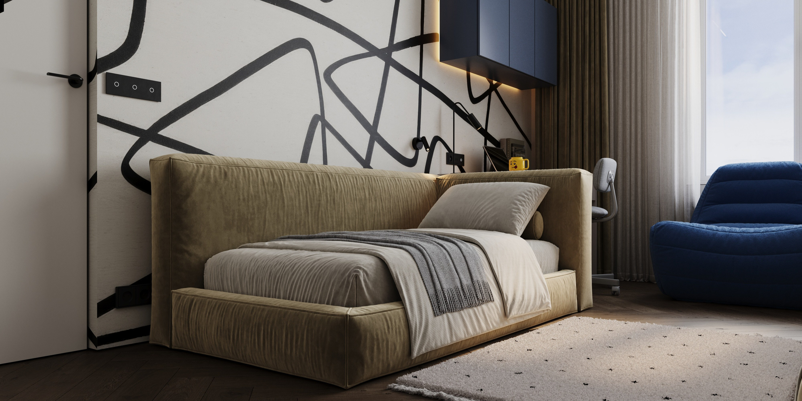 Детская для мальчиков ЖК Зеленые кварталы. Визуализации интерьера