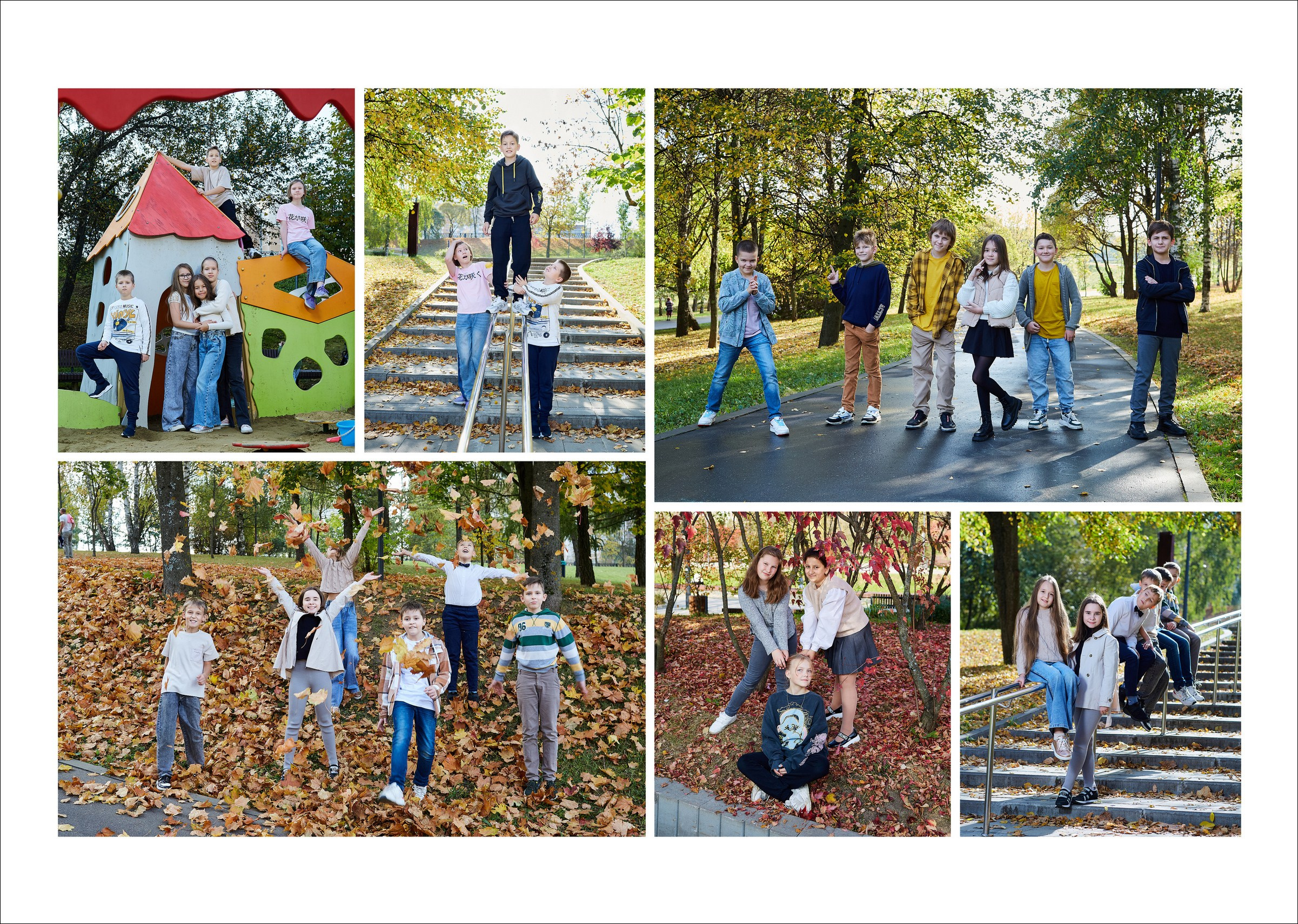 Выпускной альбом для 4 класса с осенней съемкой на улице. Школьный фотограф Сергей Беликов