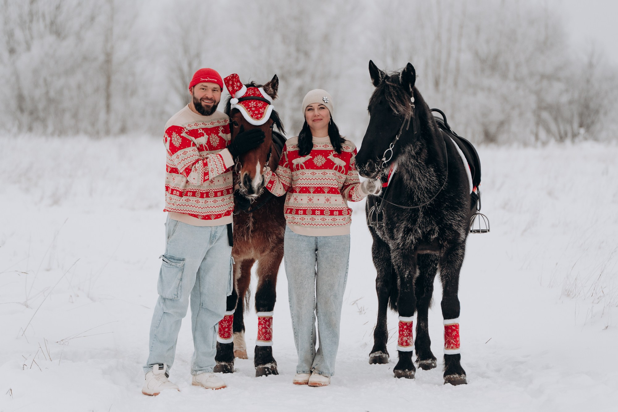Зимняя фотосессия с лошадьми для двоих. Свадебный и репортажный фотограф в Ярославле Евгений Сальников