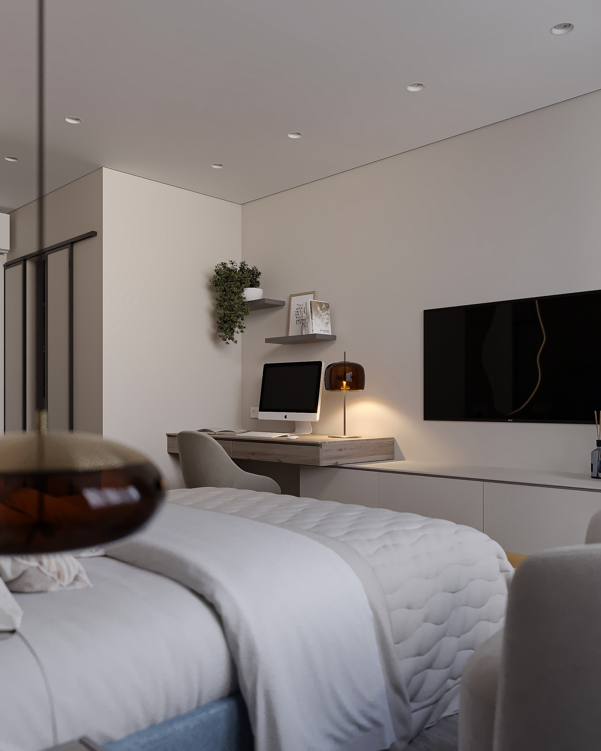 Спальня и гардероб 20 м². 3Д-Визуализация Наталья Макогонова