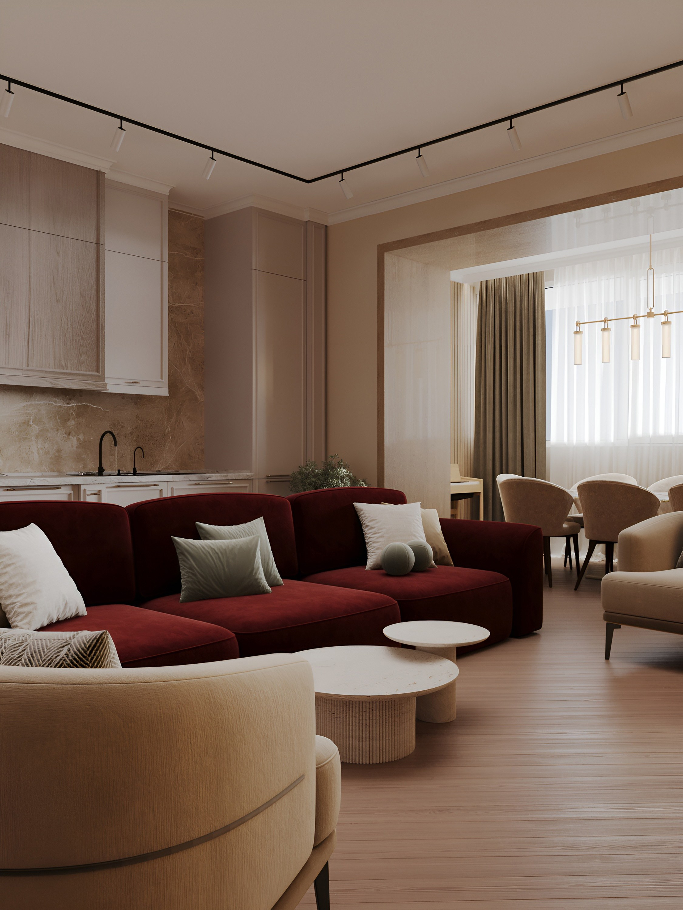 Кухня-гостиная. 3D Визуализация интерьеров жилых и коммерческих помещений