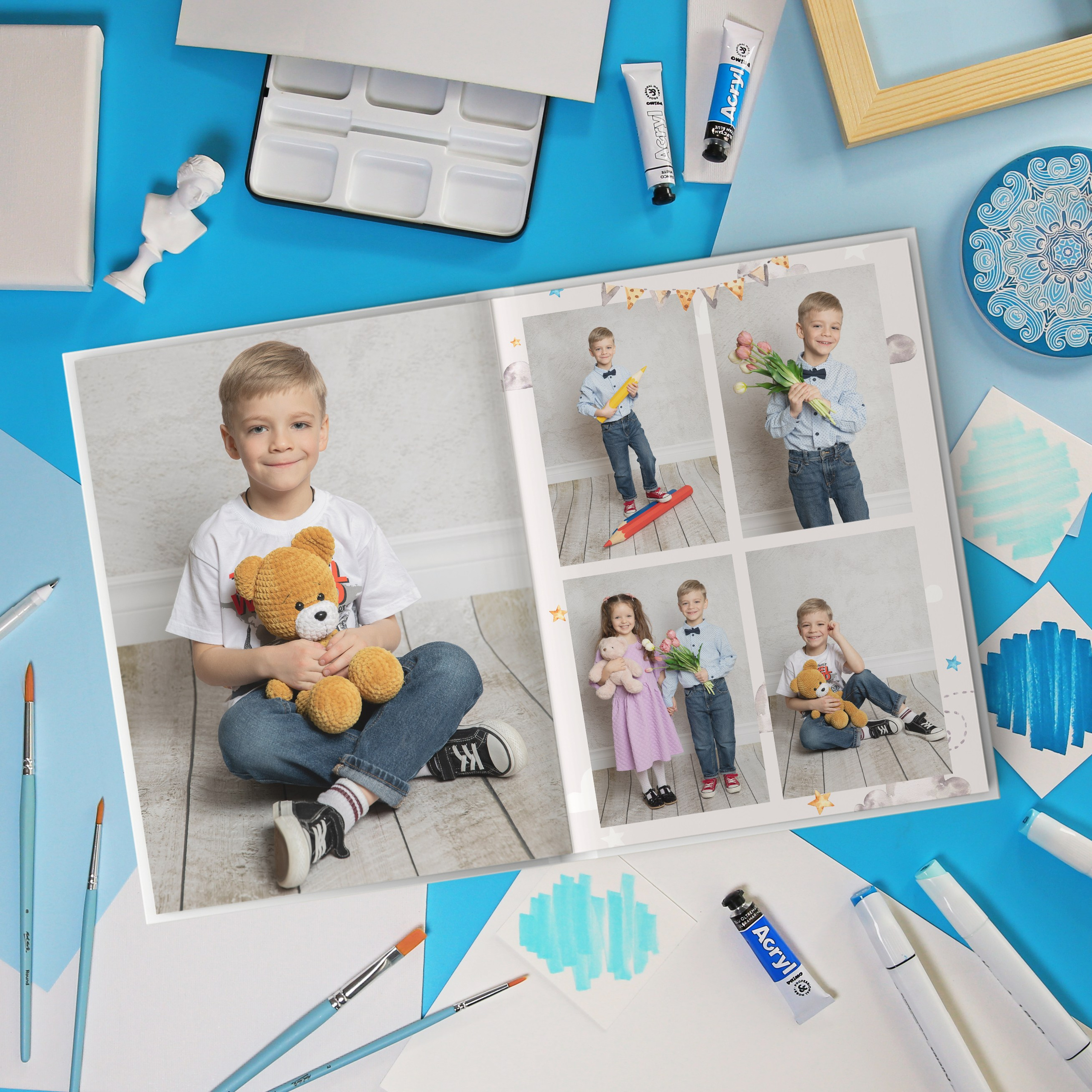 Наполнение и цены на альбомы по ссылке https://school-pages.ru/detskiy-sad-1#section-10687404