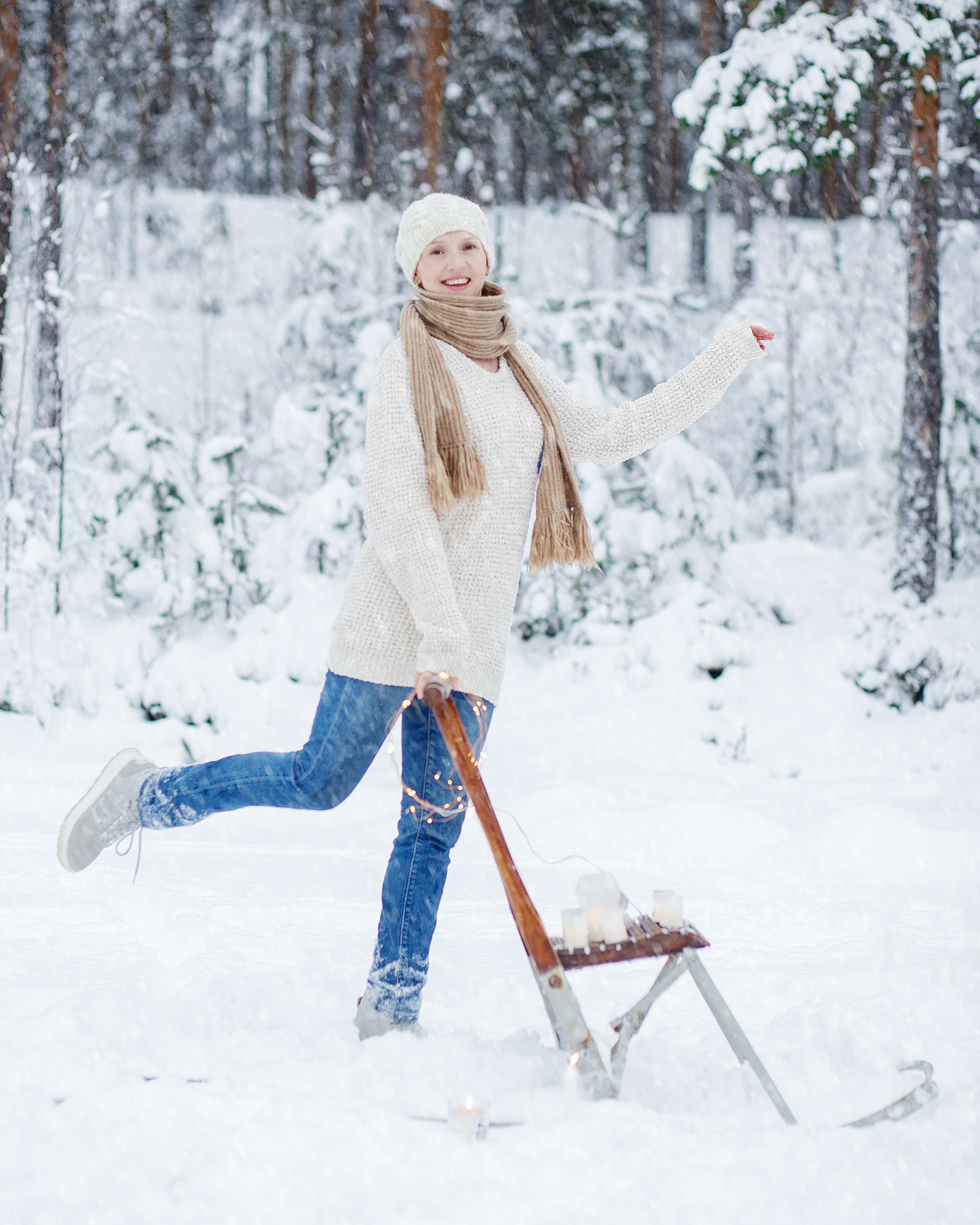 Зимняя съемка в лесу с санками. Идеи для фото