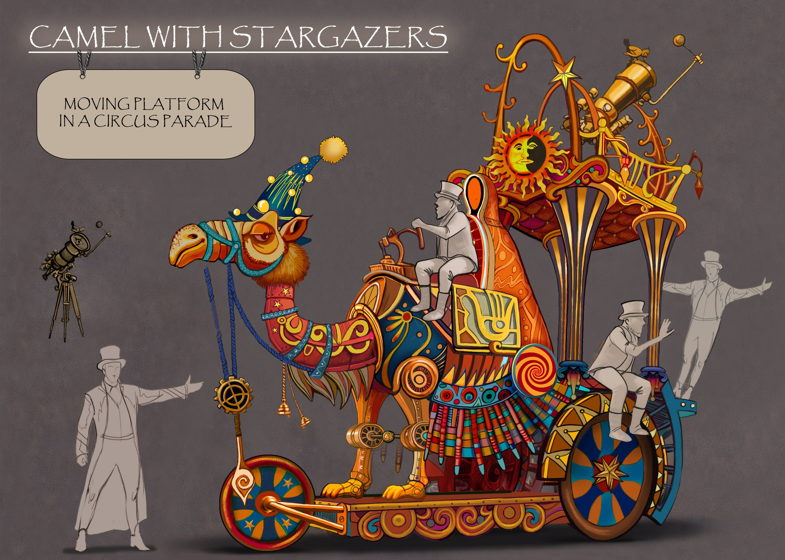 THEME PARK FLOATS. Munina Dina. Set design portfolio