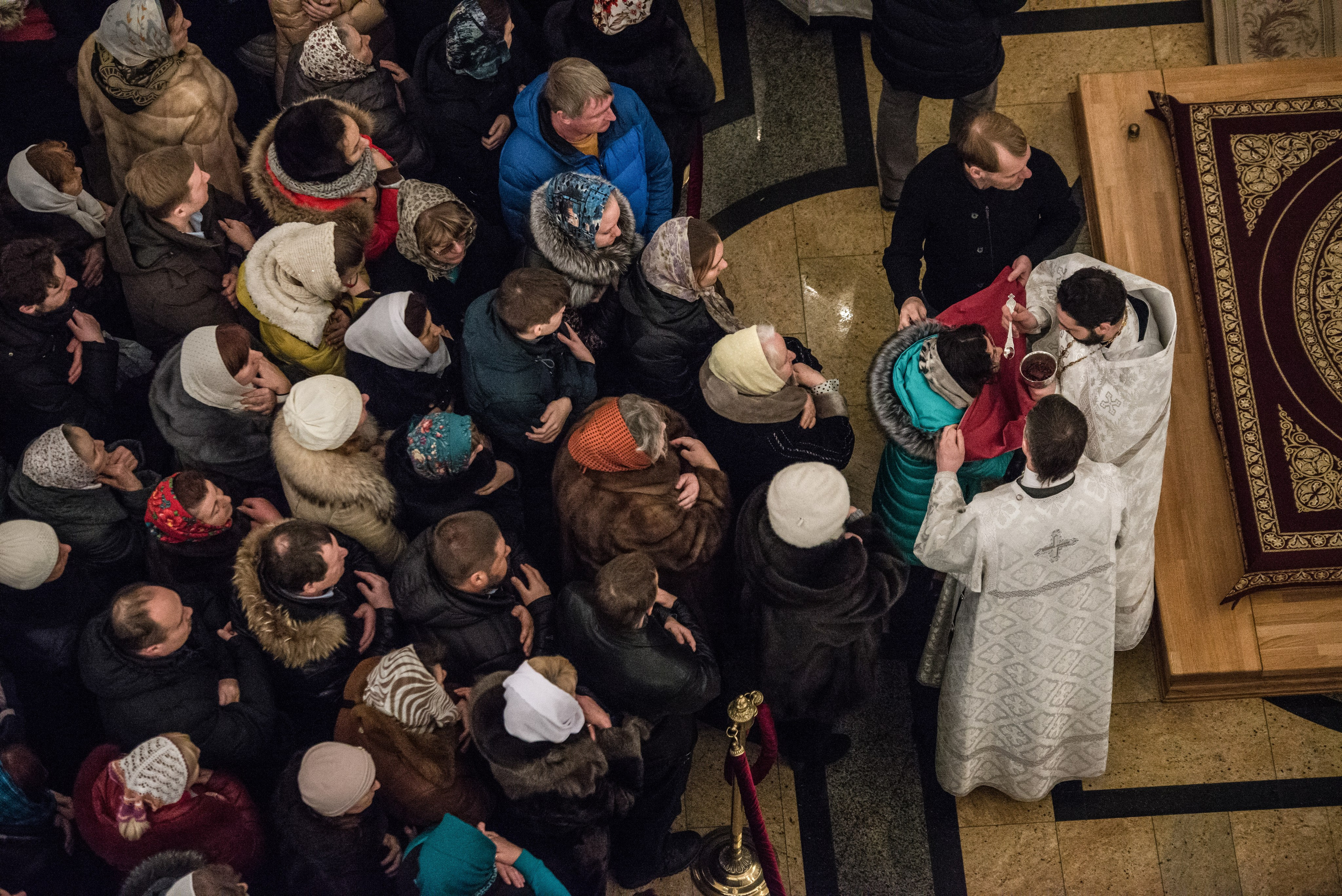Причастие в храме, Воронеж.