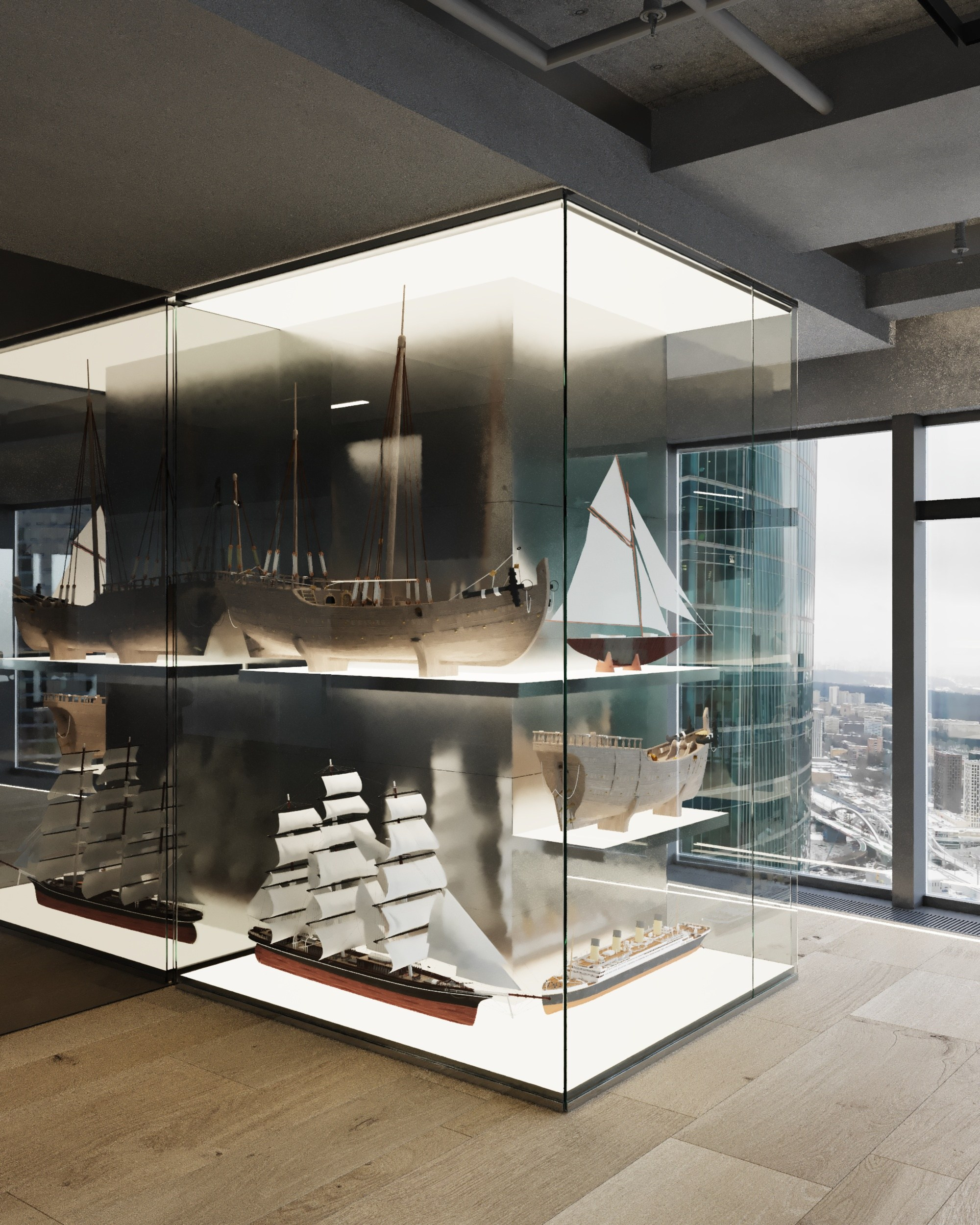 Апартаменты в небоскребе. Архитектурные интерьеры